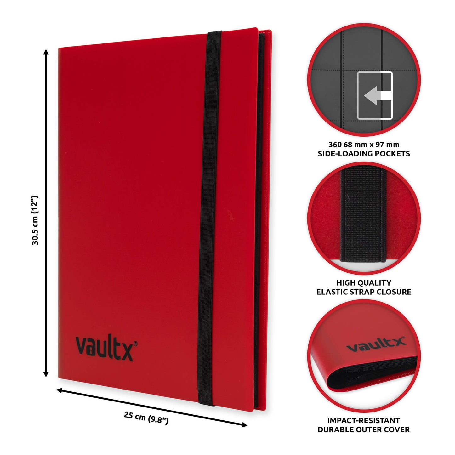 VaultX 9-Pocket Strap Binder - Red