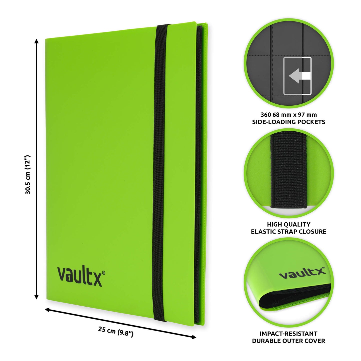 VaultX 9-Pocket Strap Binder - Green