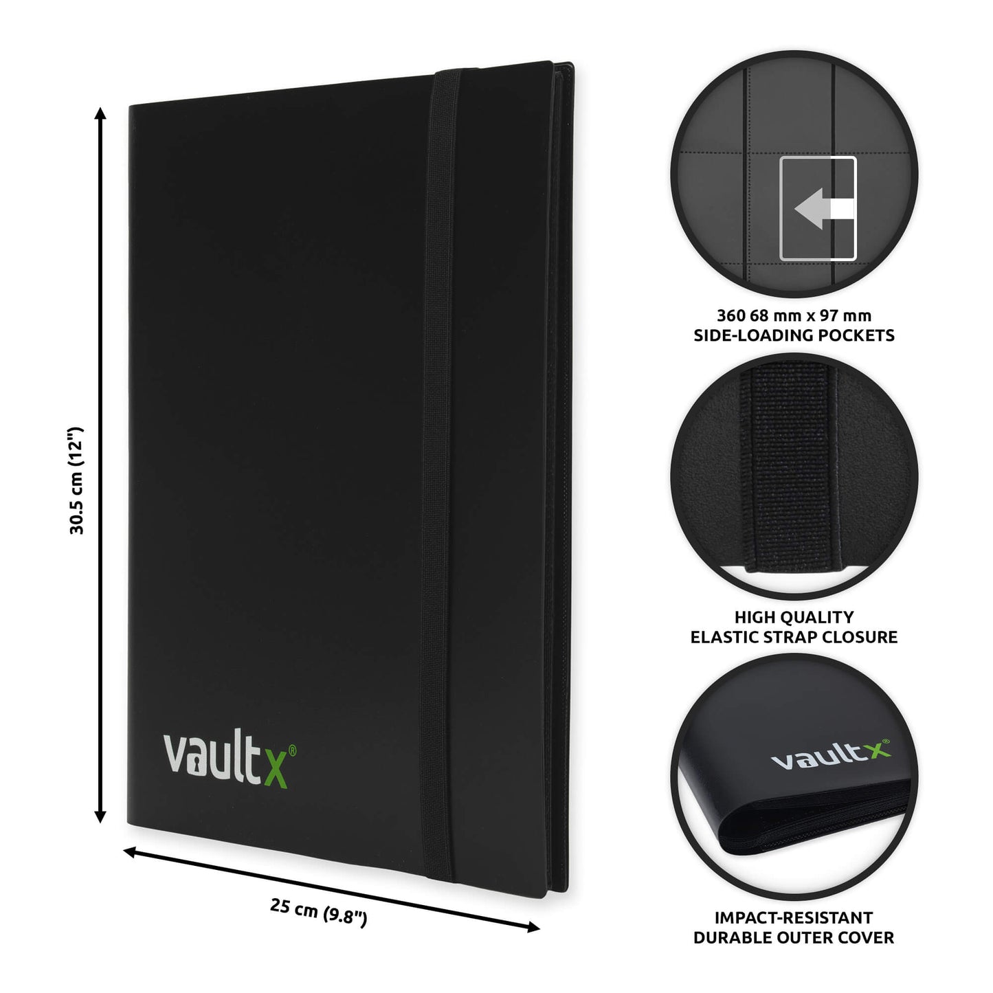 VaultX 9-Pocket Strap Binder - Black