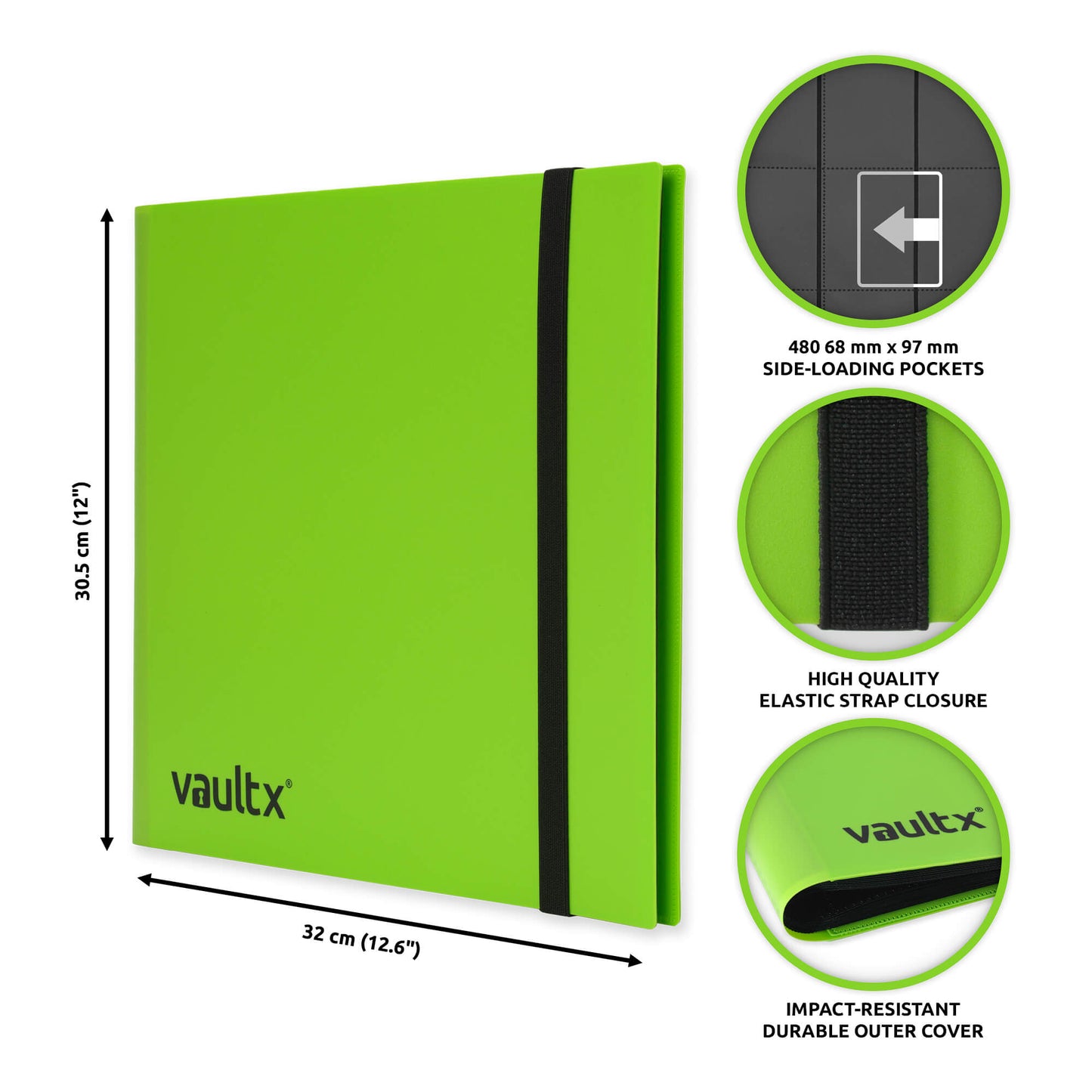 VaultX 12-Pocket Strap Binder - Green