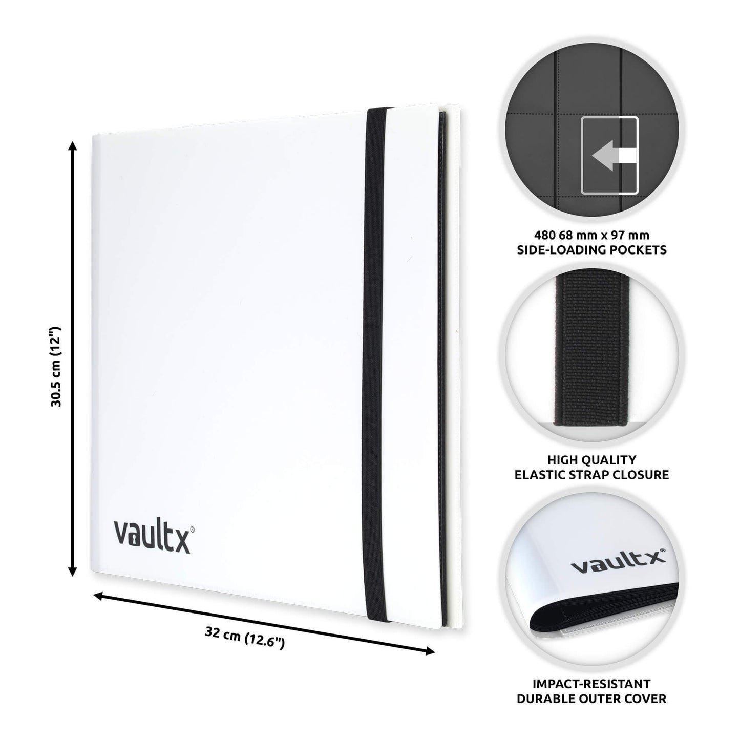 VaultX 12-Pocket Strap Binder - White