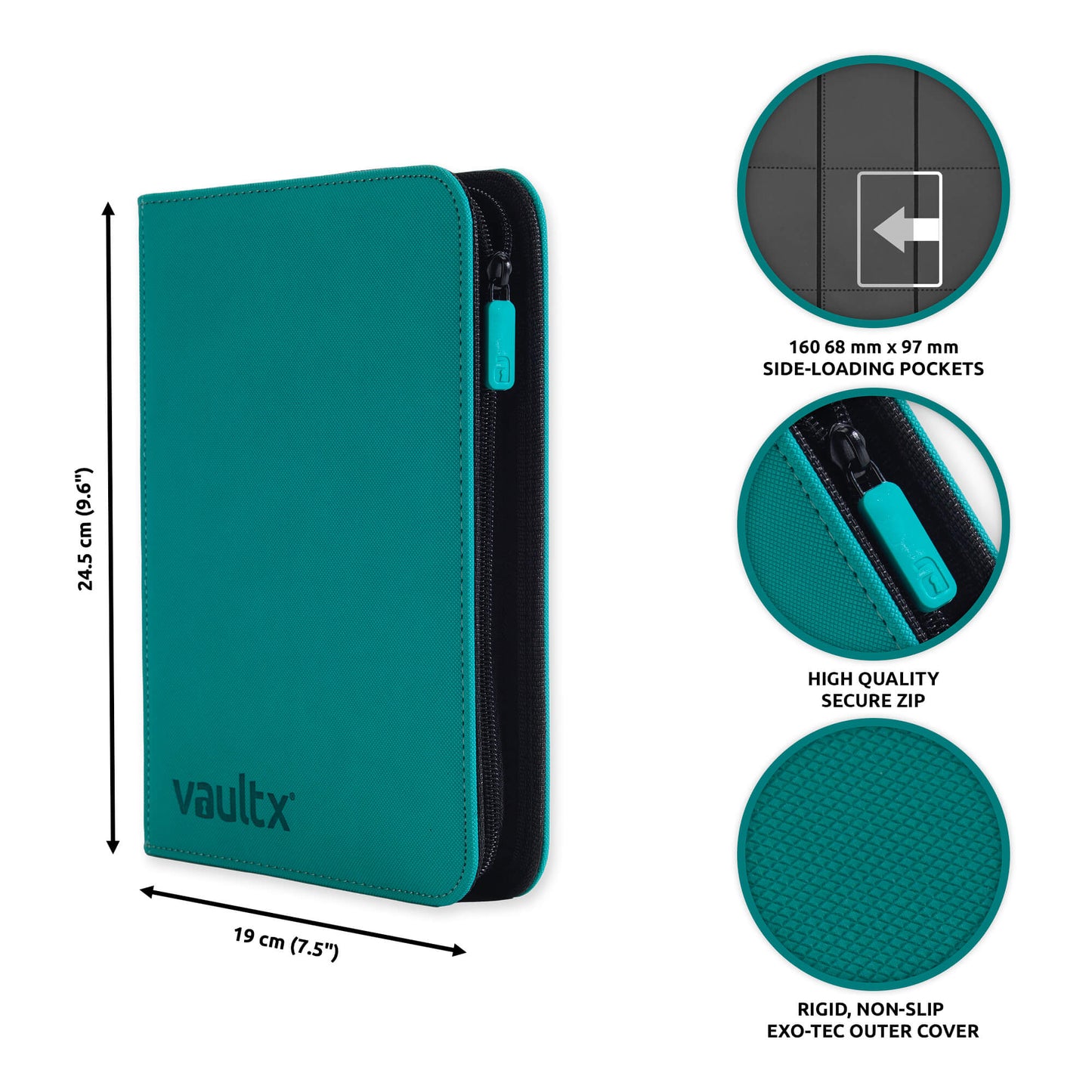 VaultX 4-Pocket Exo-Tec Zip Binder - Ocean Blue