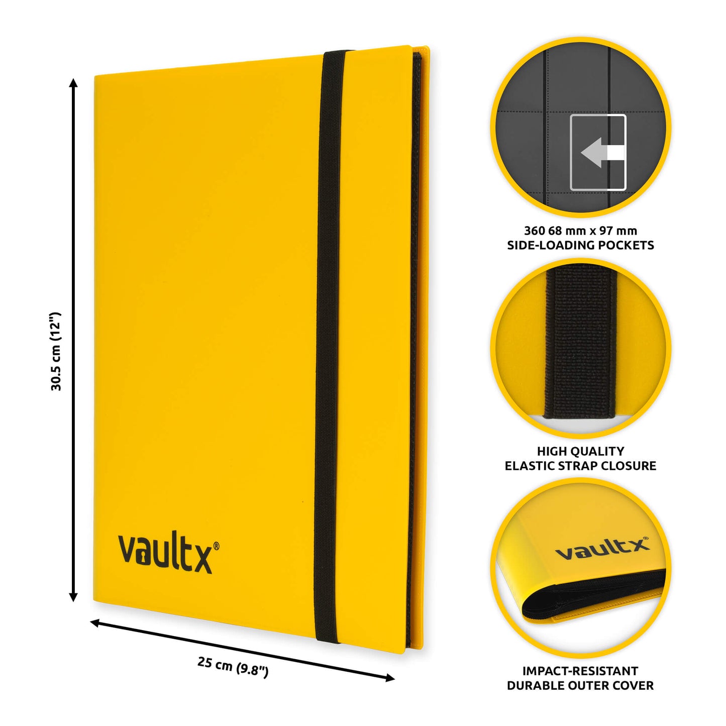 VaultX 9-Pocket Strap Binder - Yellow