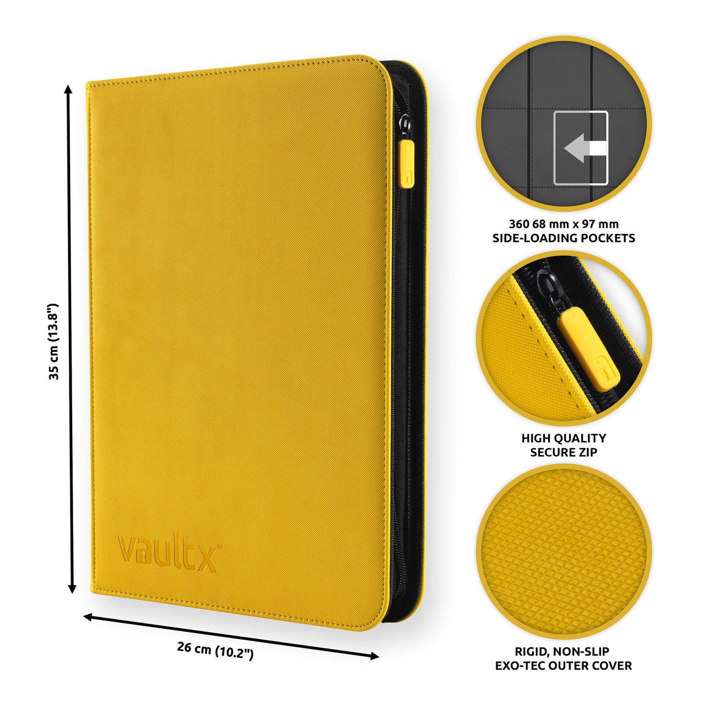 VaultX 9-Pocket Exo-Tec Zip Binder - Sunrise Yellow