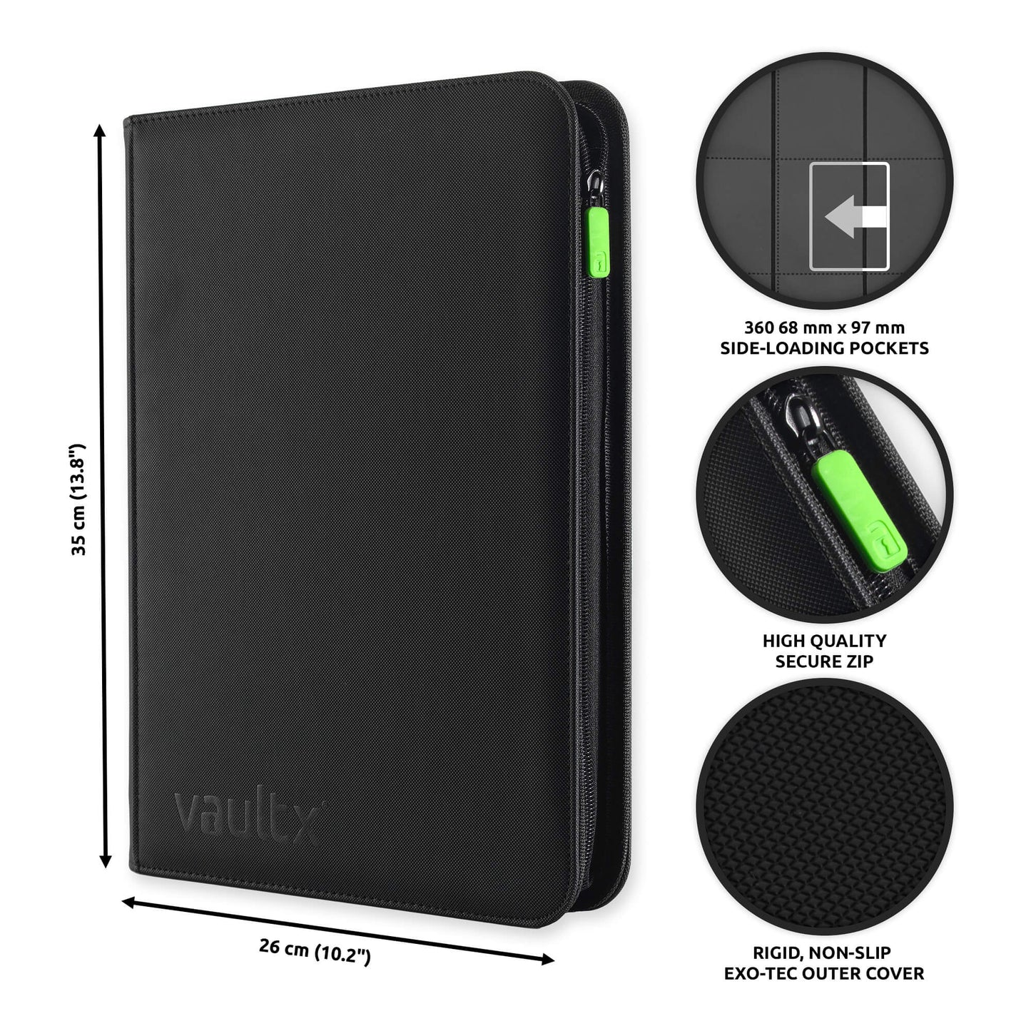 VaultX 9-Pocket Exo-Tec Zip Binder - Signature Black