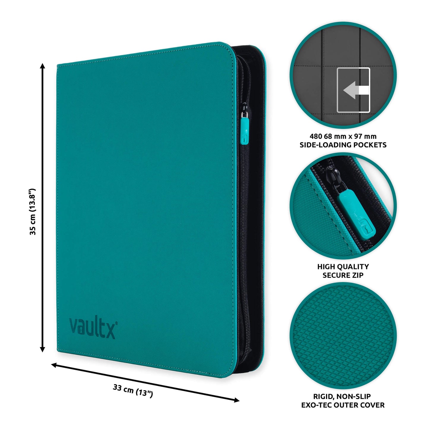 VaultX 12-Pocket Exo-Tec Zip Binder - Ocean Blue