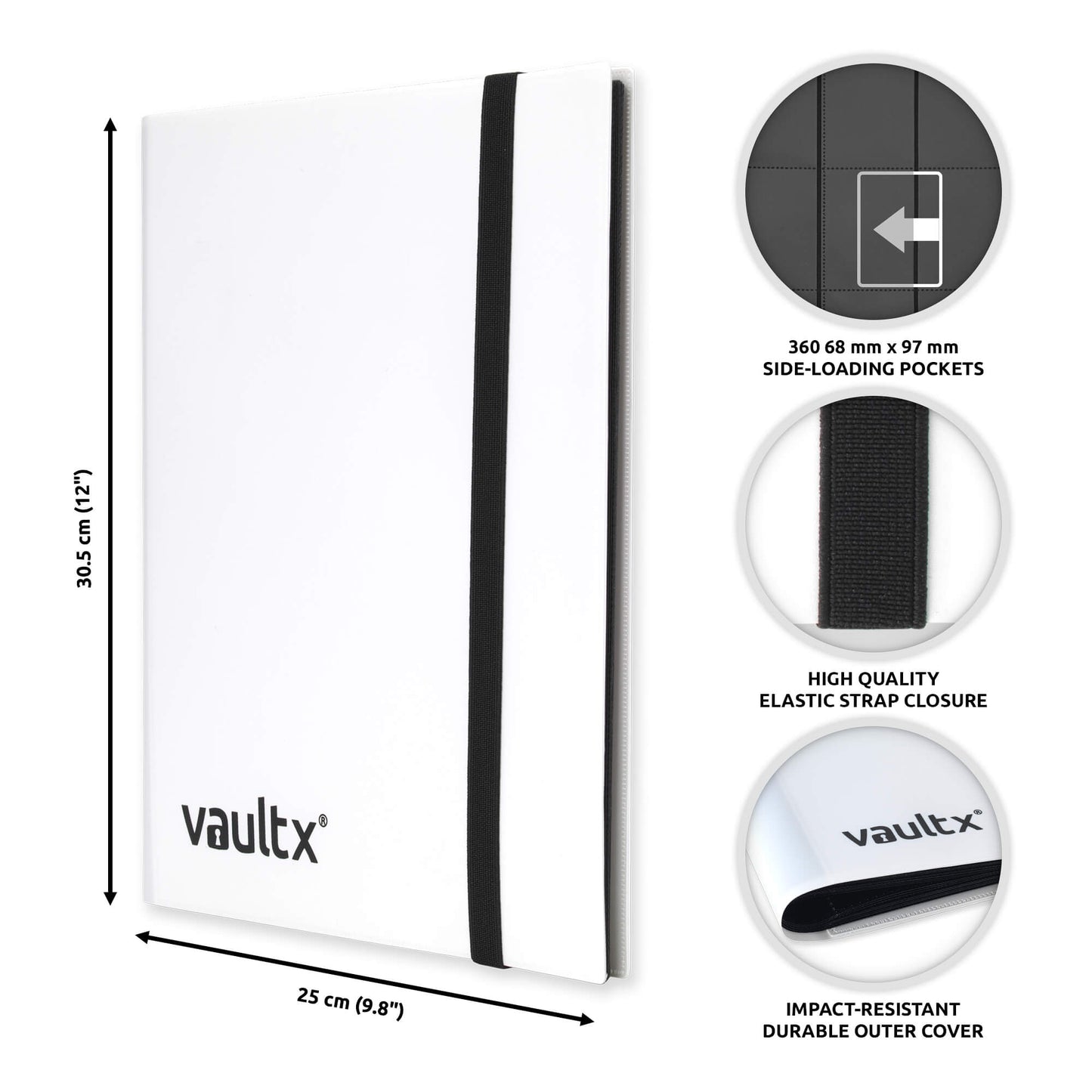 VaultX 9-Pocket Strap Binder - White