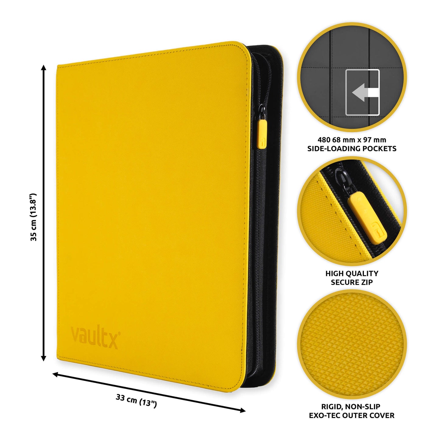 VaultX 12-Pocket Exo-Tec Zip Binder - Sunrise Yellow