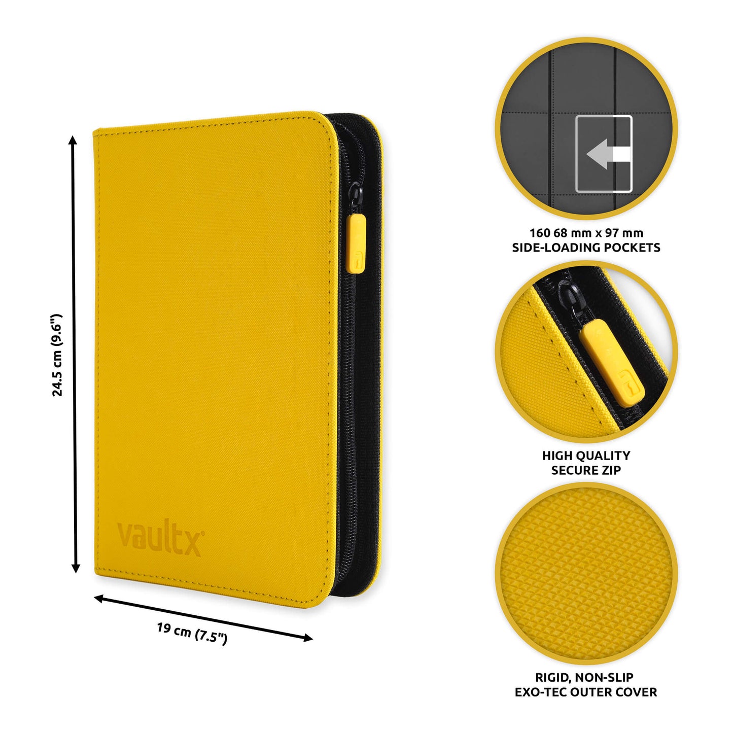 VaultX 4-Pocket Exo-Tec Zip Binder - Sunrise Yellow