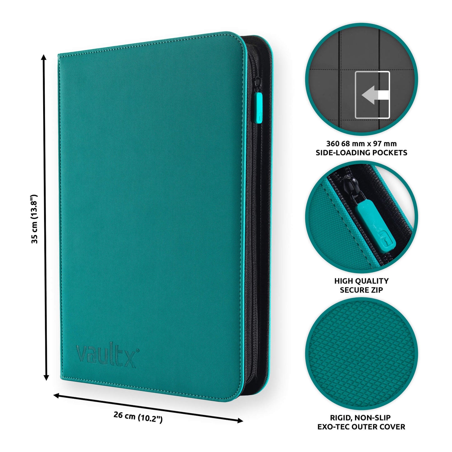 VaultX 9-Pocket Exo-Tec Zip Binder - Ocean Blue