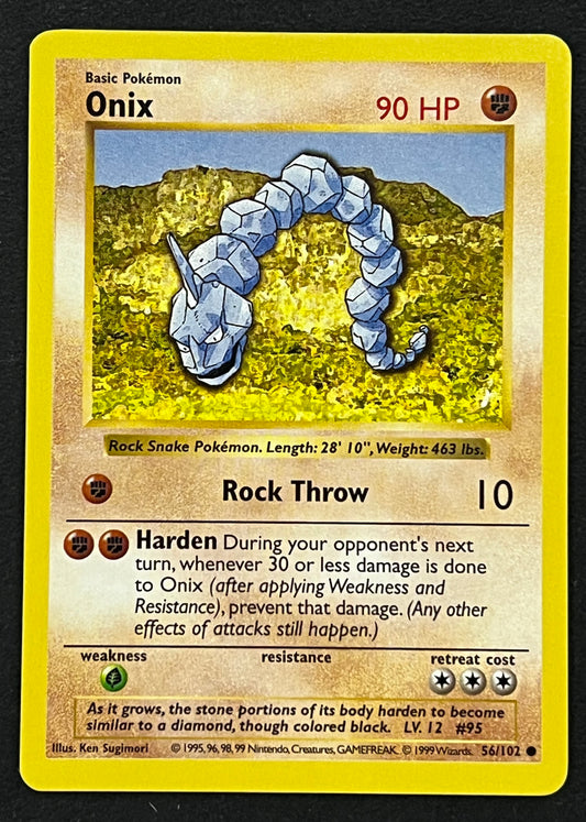 56/102 Onix - Pokémon Shadowless Base Common