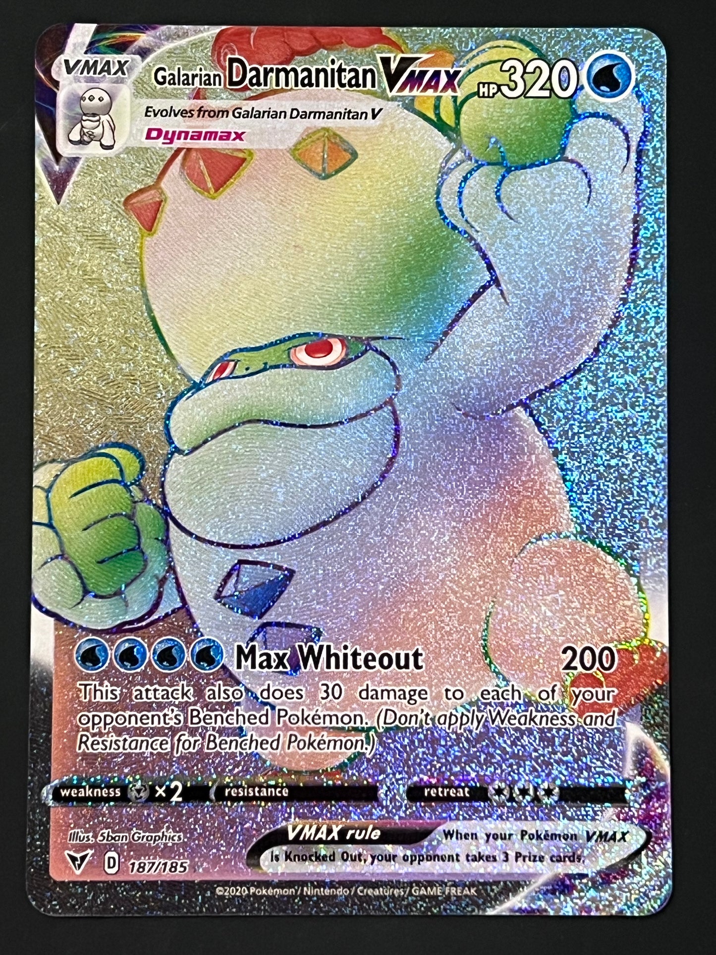 187/185 Galarian Darmanitan VMax - Pokémon Vivid Voltage Rainbow Secret Rare