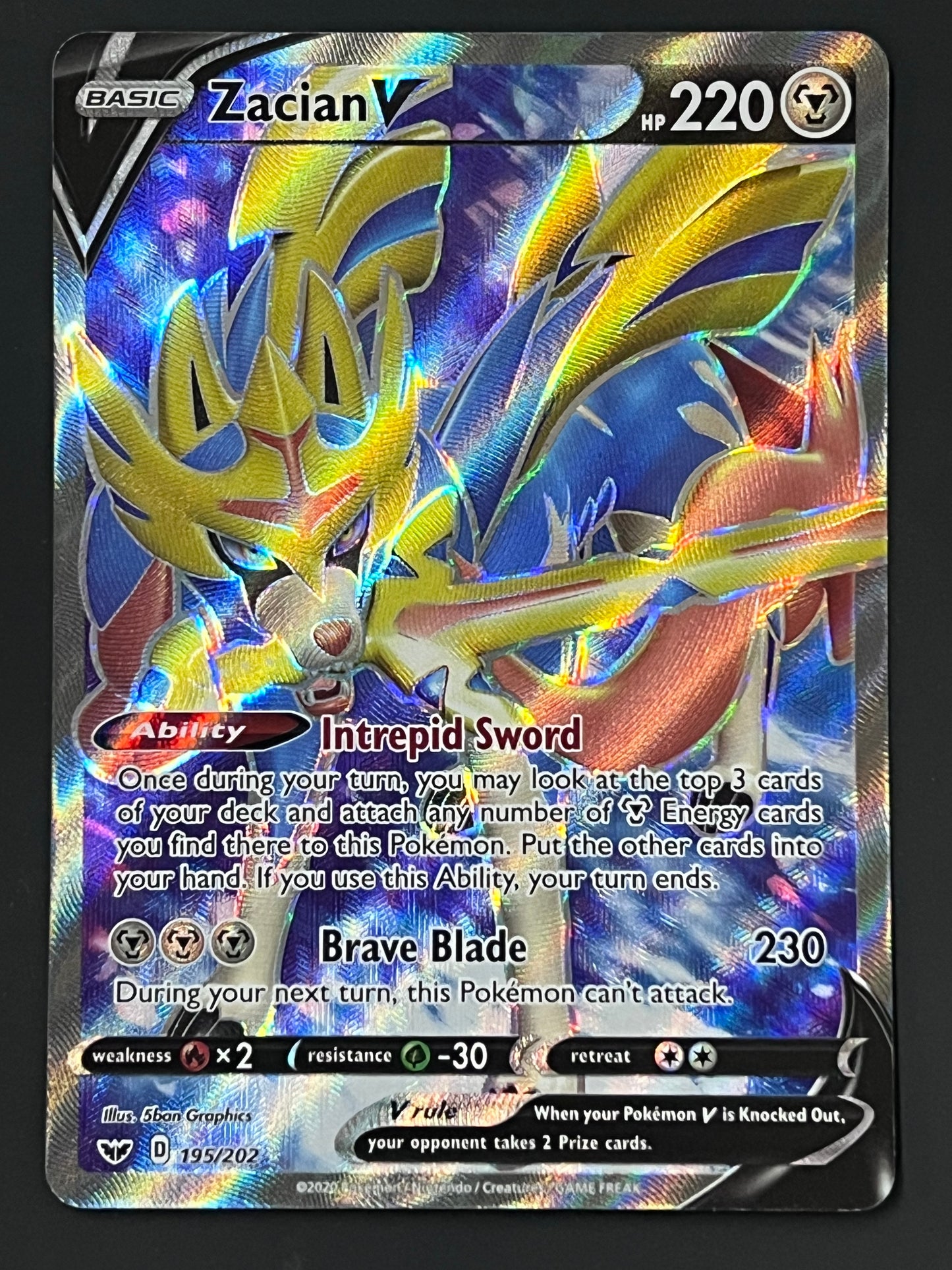 195/202 Zacian V - Sword/Shield Base Full Art