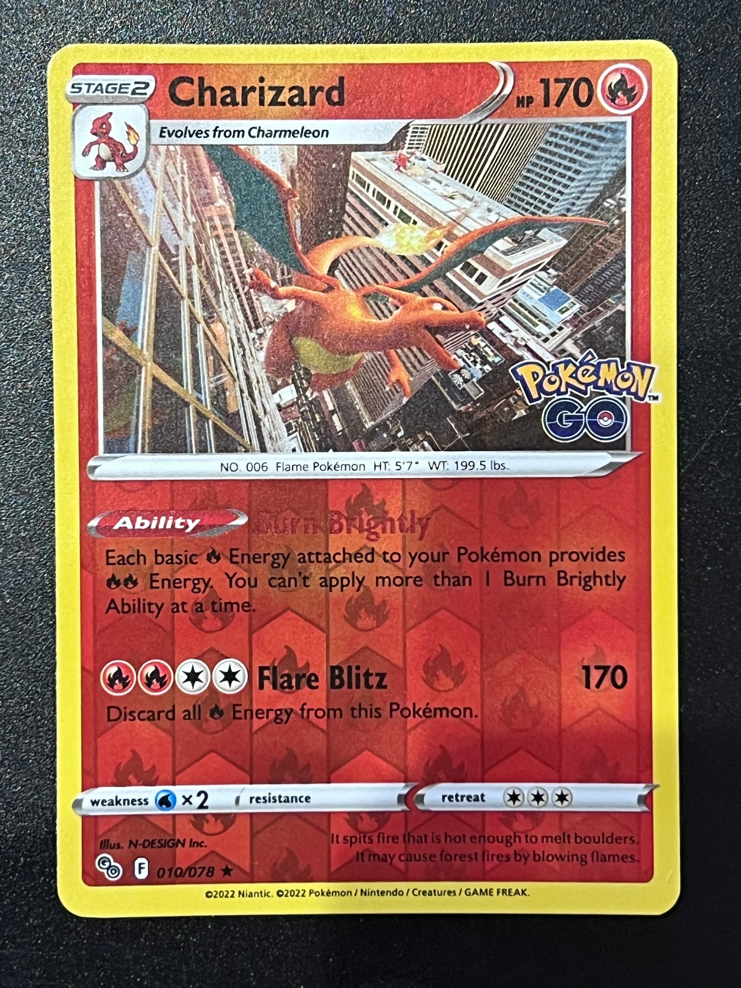 Charizard - 010/078 Pokémon Go Rare Reverse Holo