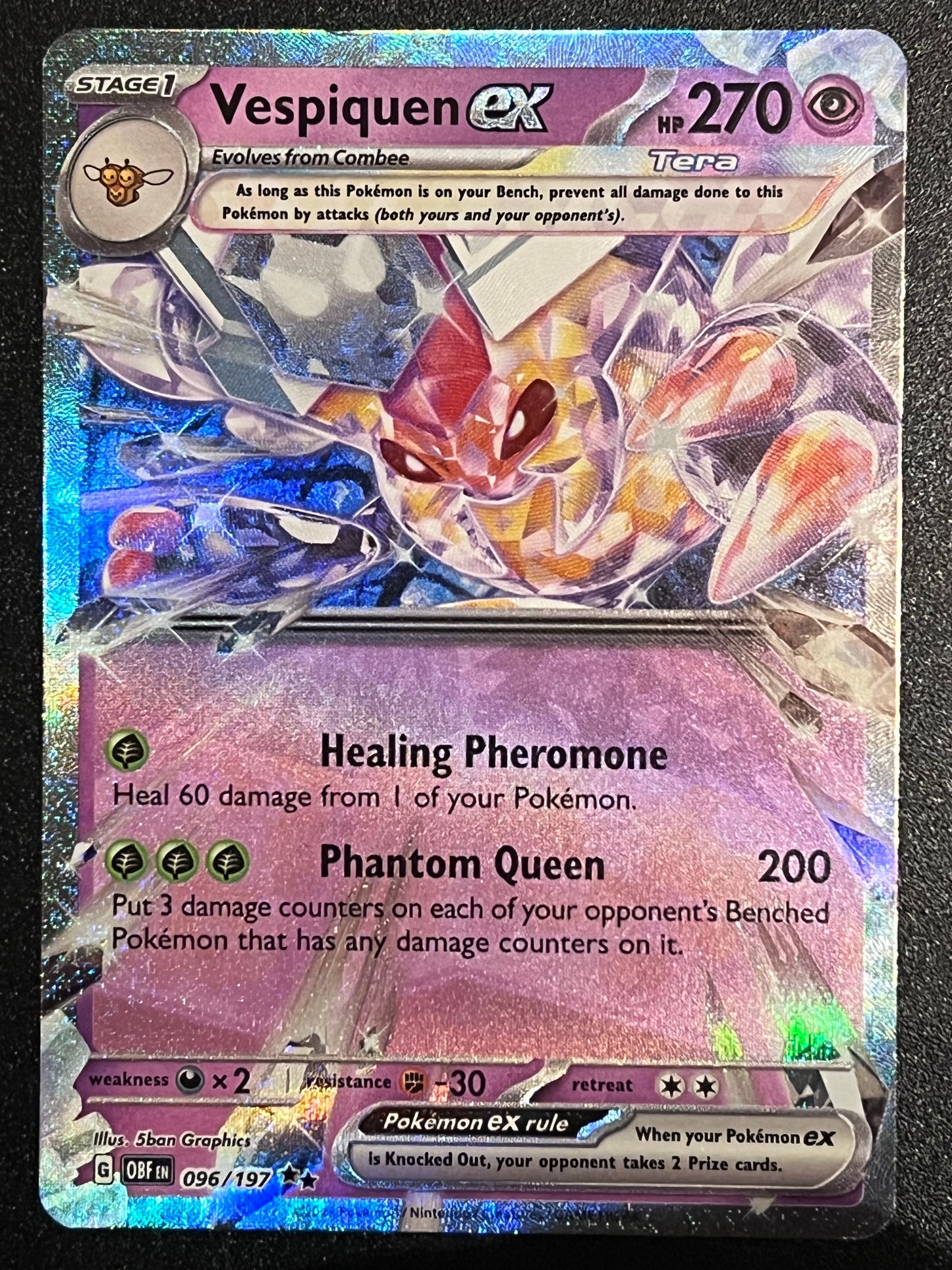 096/197 Vespiquen Ex - Pokémon Obsidian Flames Double Rare