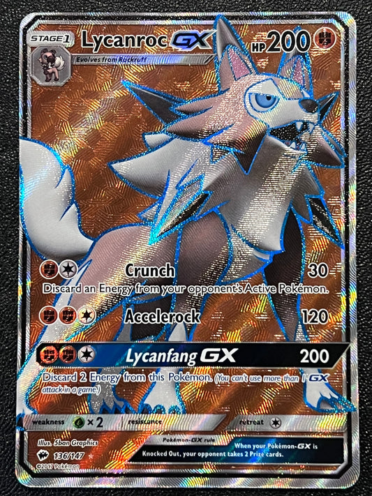 136/147 Lycanroc Gx - Pokémon Burning Shadows Full Art