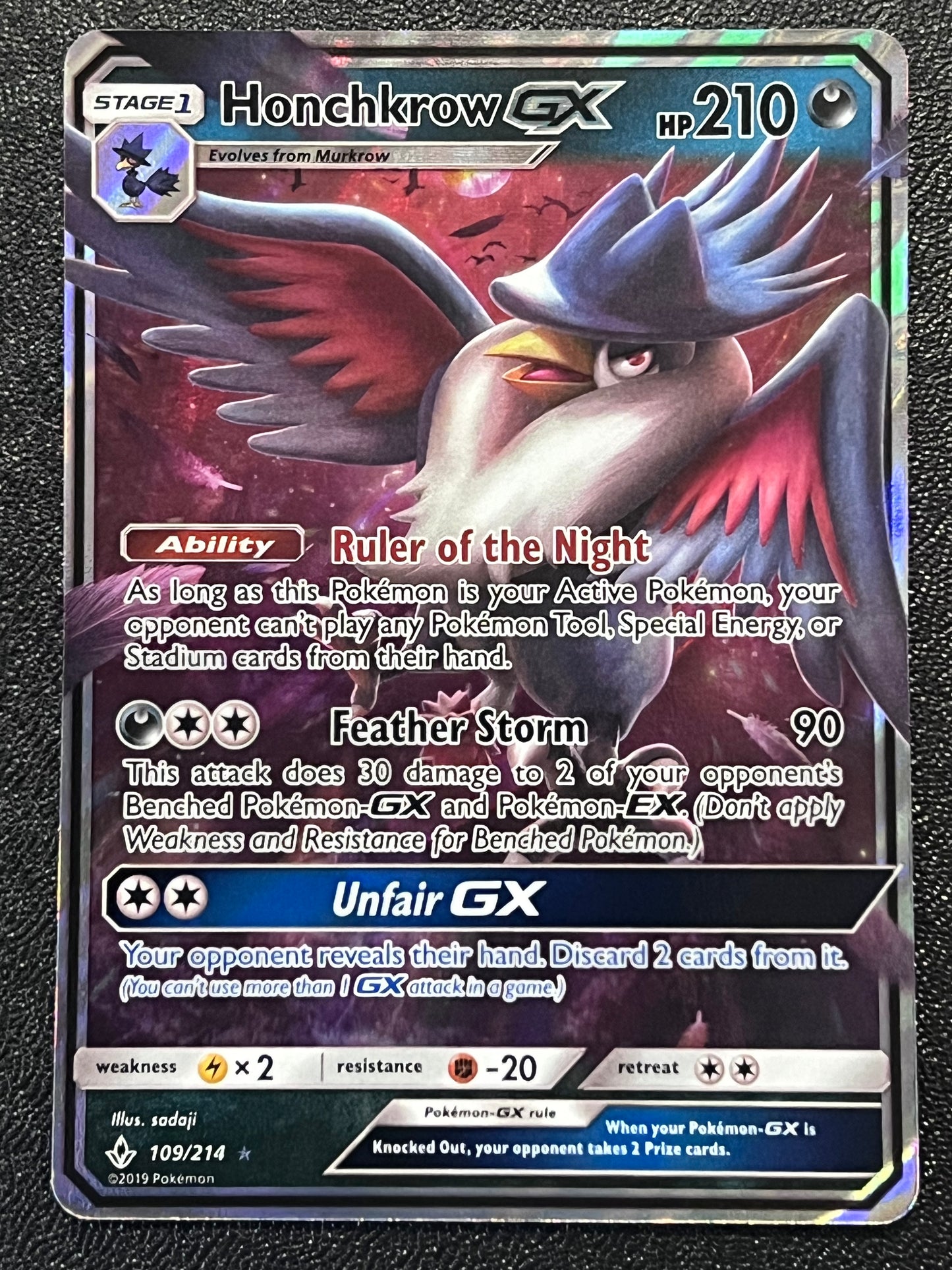 109/214 Honchkrow Gx - Pokémon Unbroken Bonds Ultra Rare