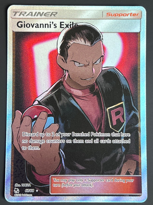 67/68 Giovanni’s Exile - Pokémon Hidden Fates Full Art