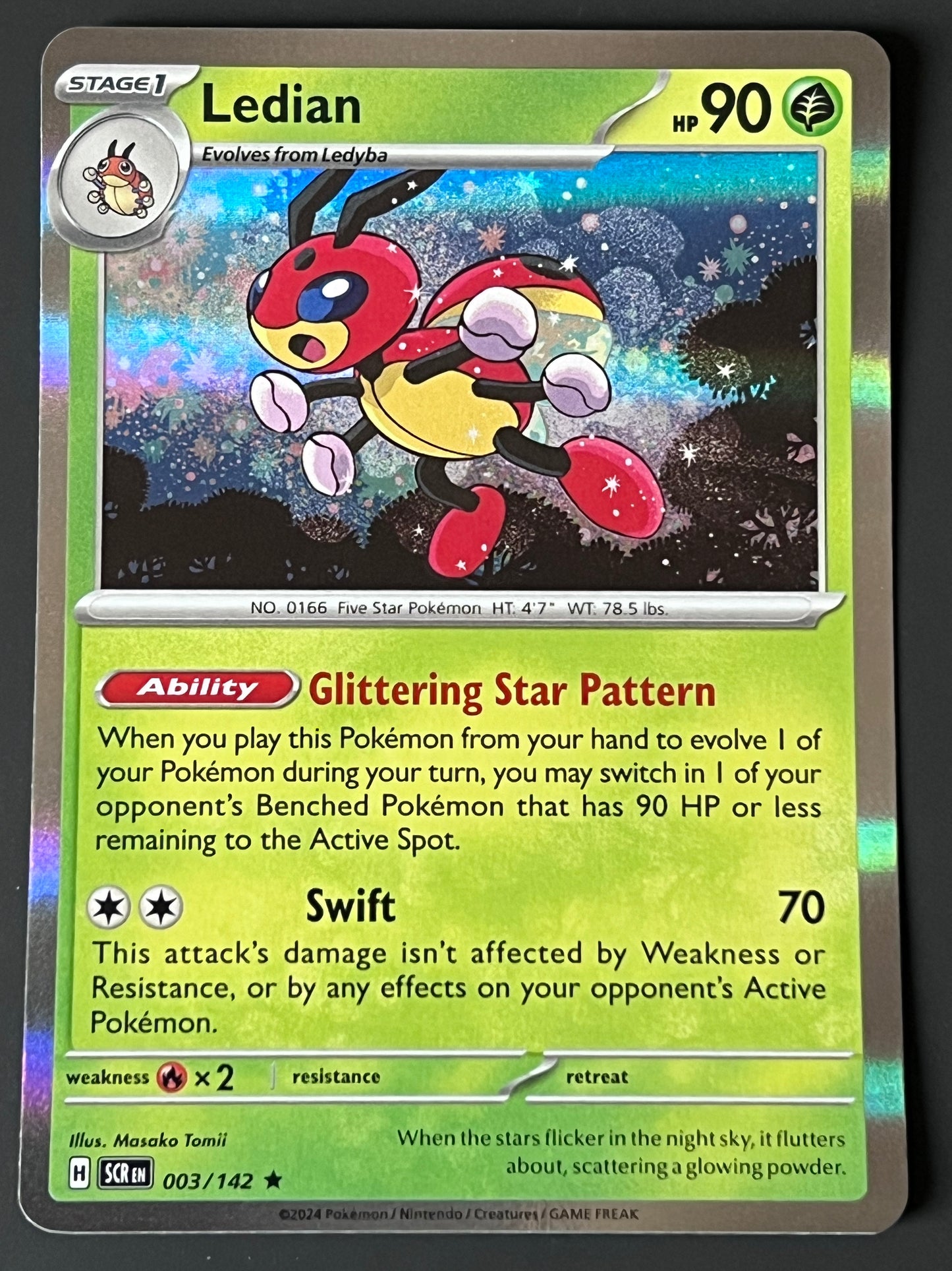 003/142 Ledian - Pokémon Stellar Crown Rare Holo