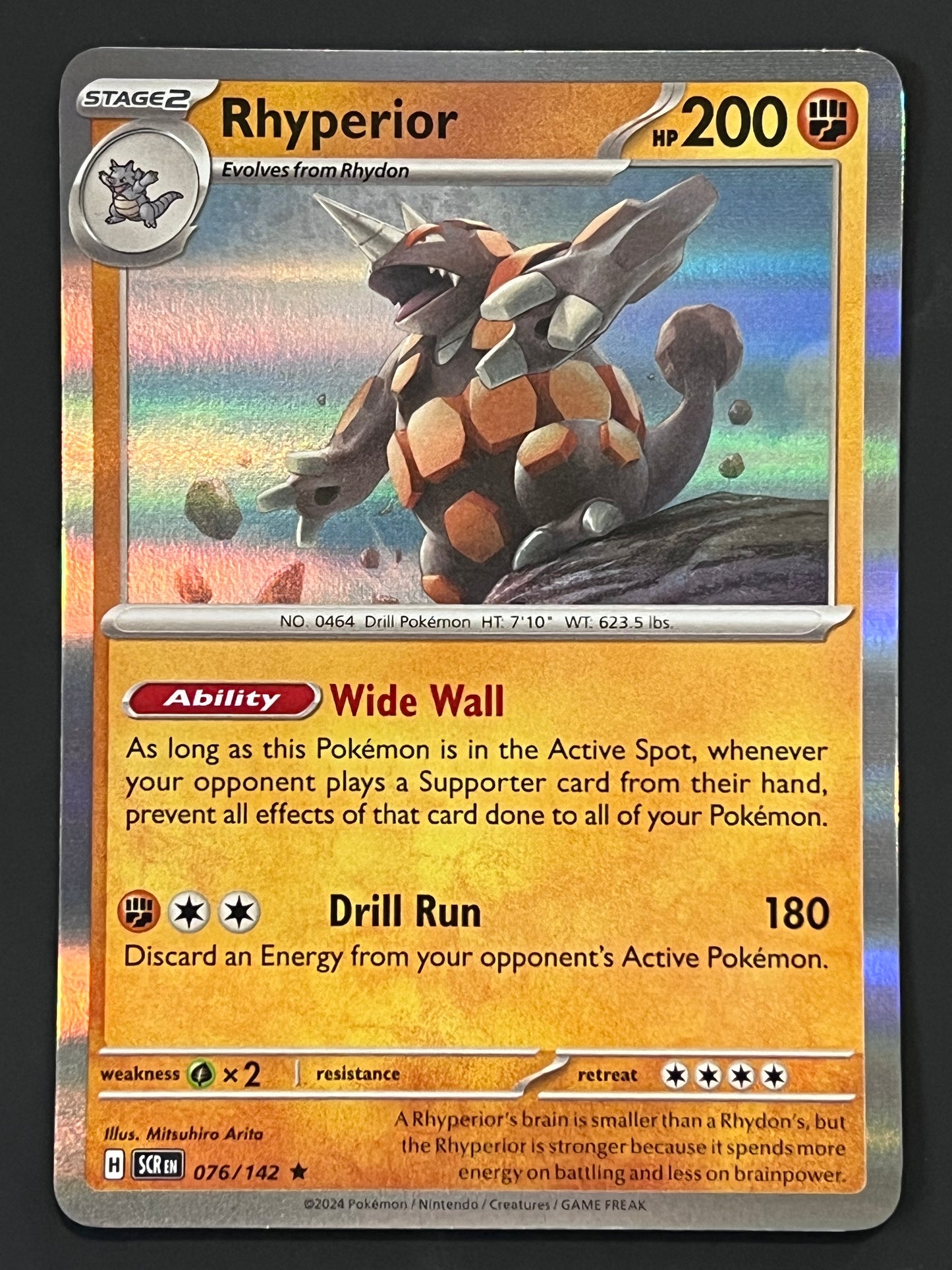 076/142 Rhyperior - Pokémon Stellar Crown Rare Holo