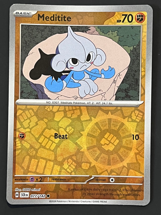 077/142 Meditite - Pokémon Stellar Crown Common Reverse