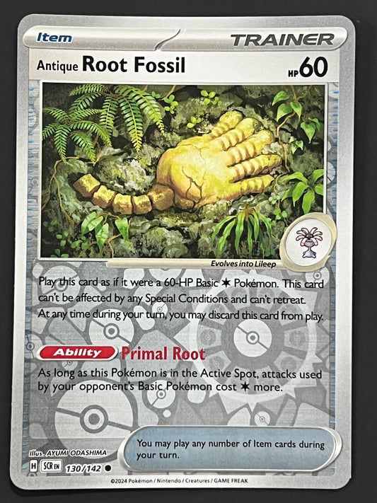 130/142 Antique Root Fossil - Pokémon Stellar Crown Common Reverse