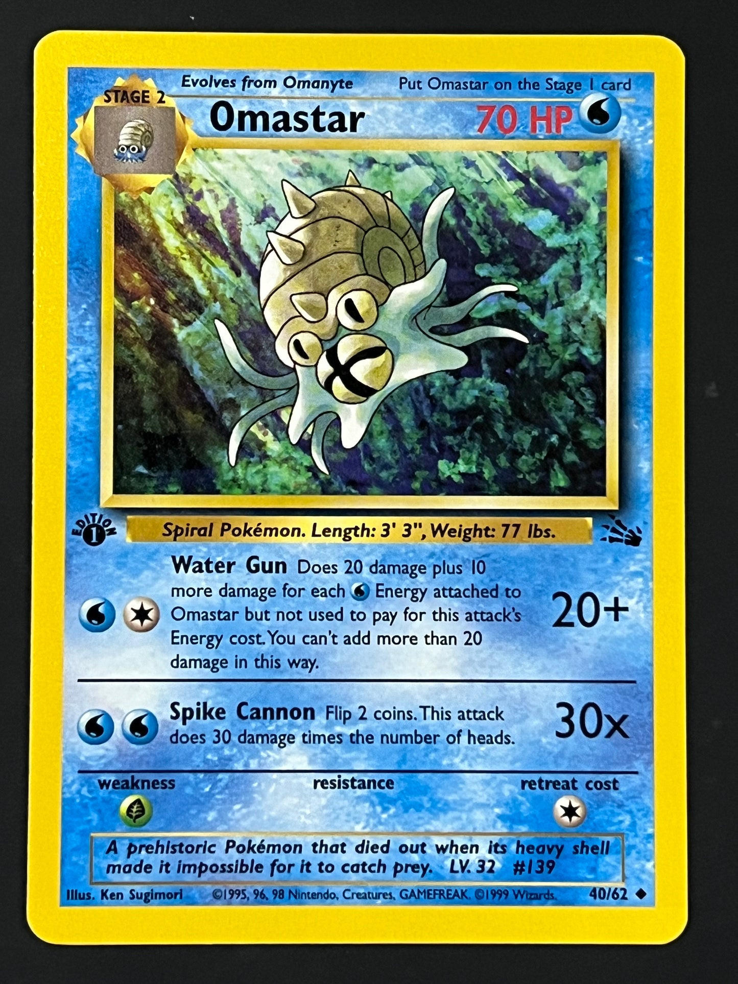 40/62 Omastar - Pokémon Fossil 1st Edition Uncommon