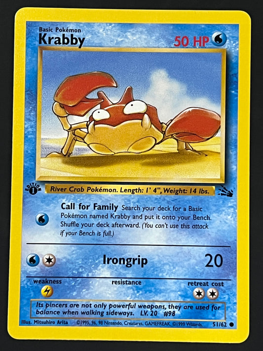 51/62 Krabby - Pokémon Fossil 1st Edition Common