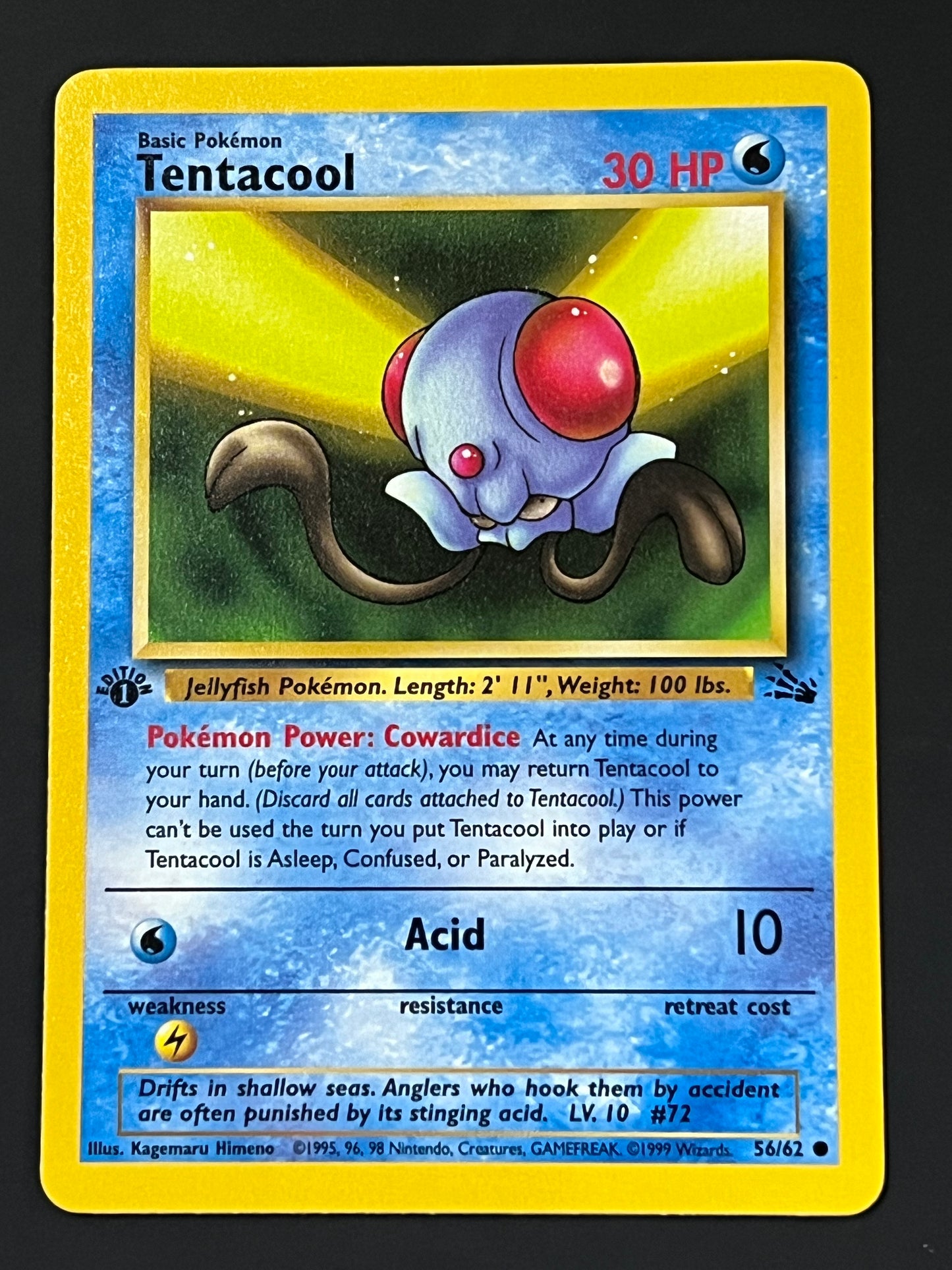 56/62 Tentacool - Pokémon Fossil 1st Edition Common