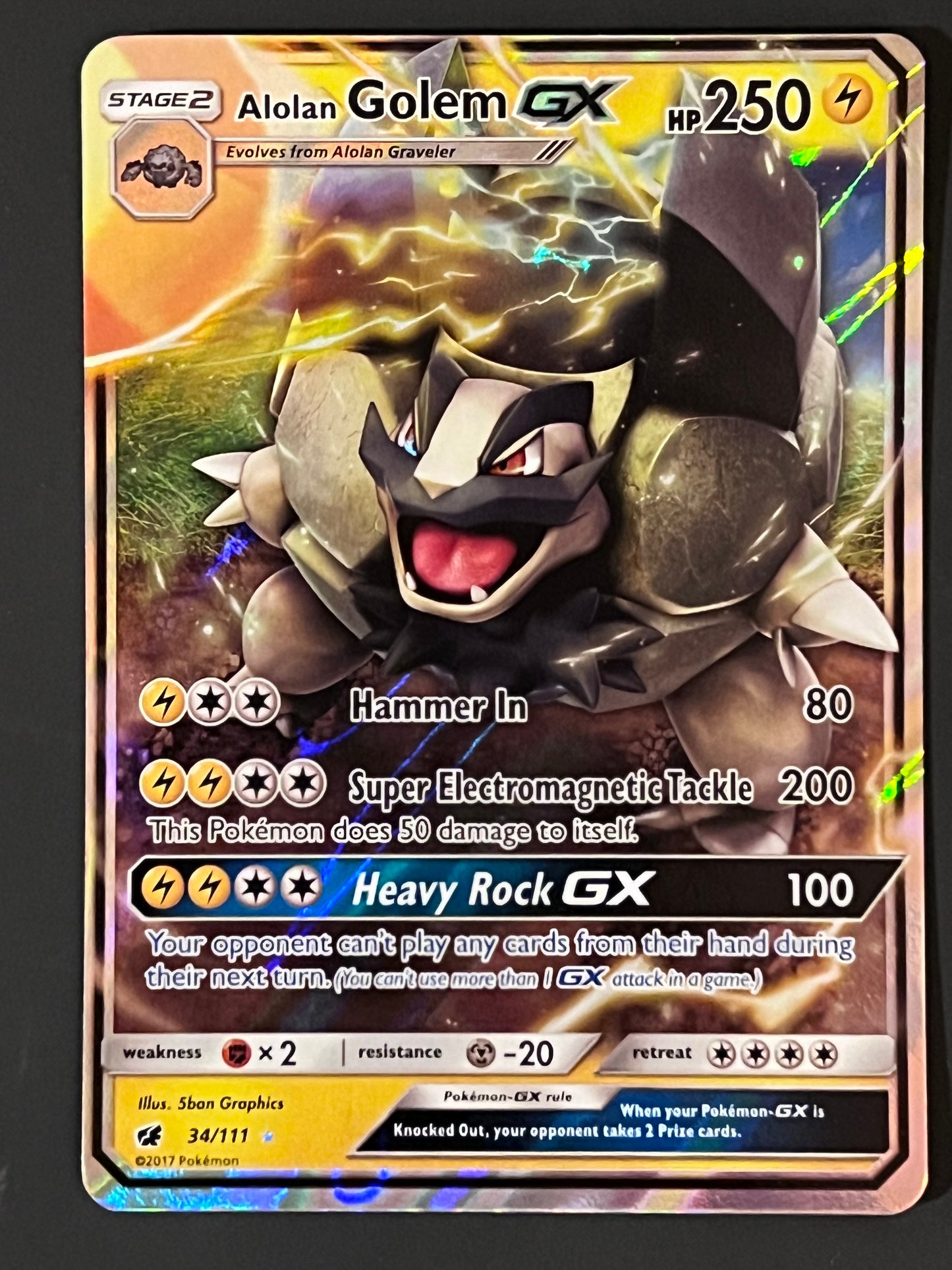 034/111 Alolan Golem Gx - Pokémon Crimson Invasion Ultra Rare