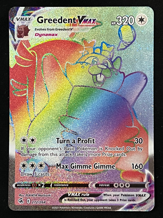 Greedent VMax - 272/264 Fusion Strike Rainbow Rare Holo VMax