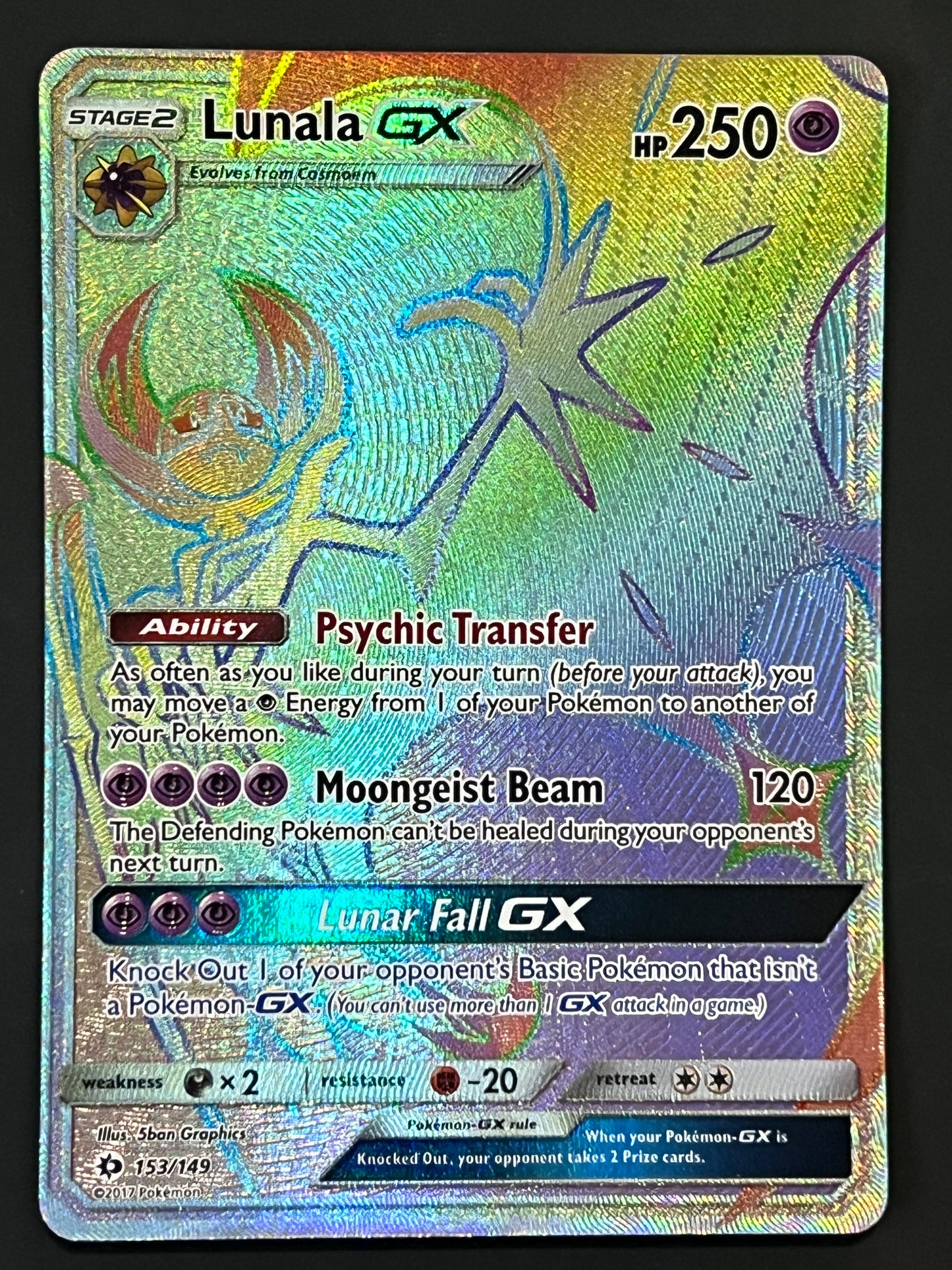 153/149 Lunala Gx - Pokémon Sun/Moon Base Rainbow Secret Rare