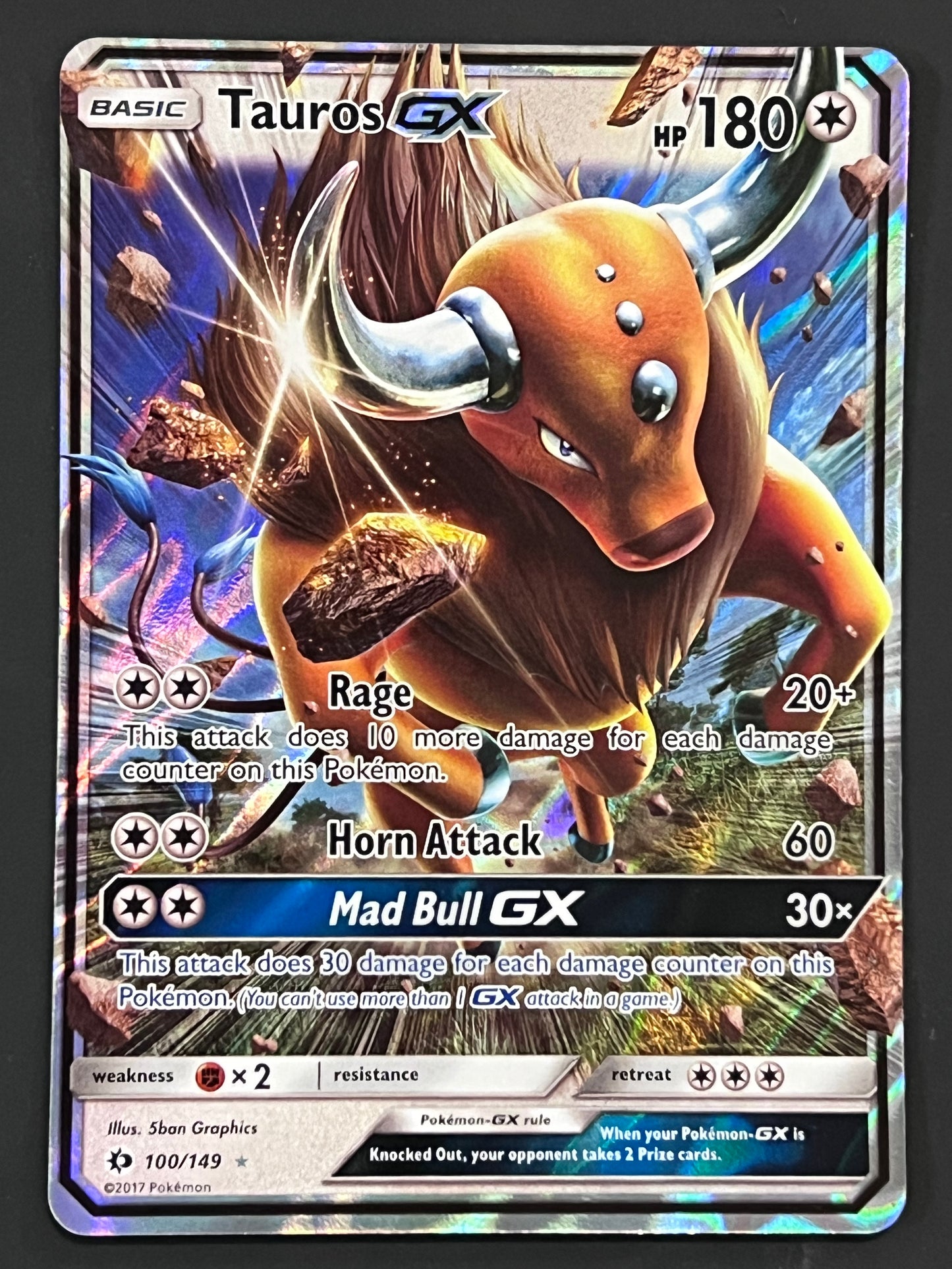 100/149 Tauros Gx - Pokémon Sun/Moon Base Ultra Rare