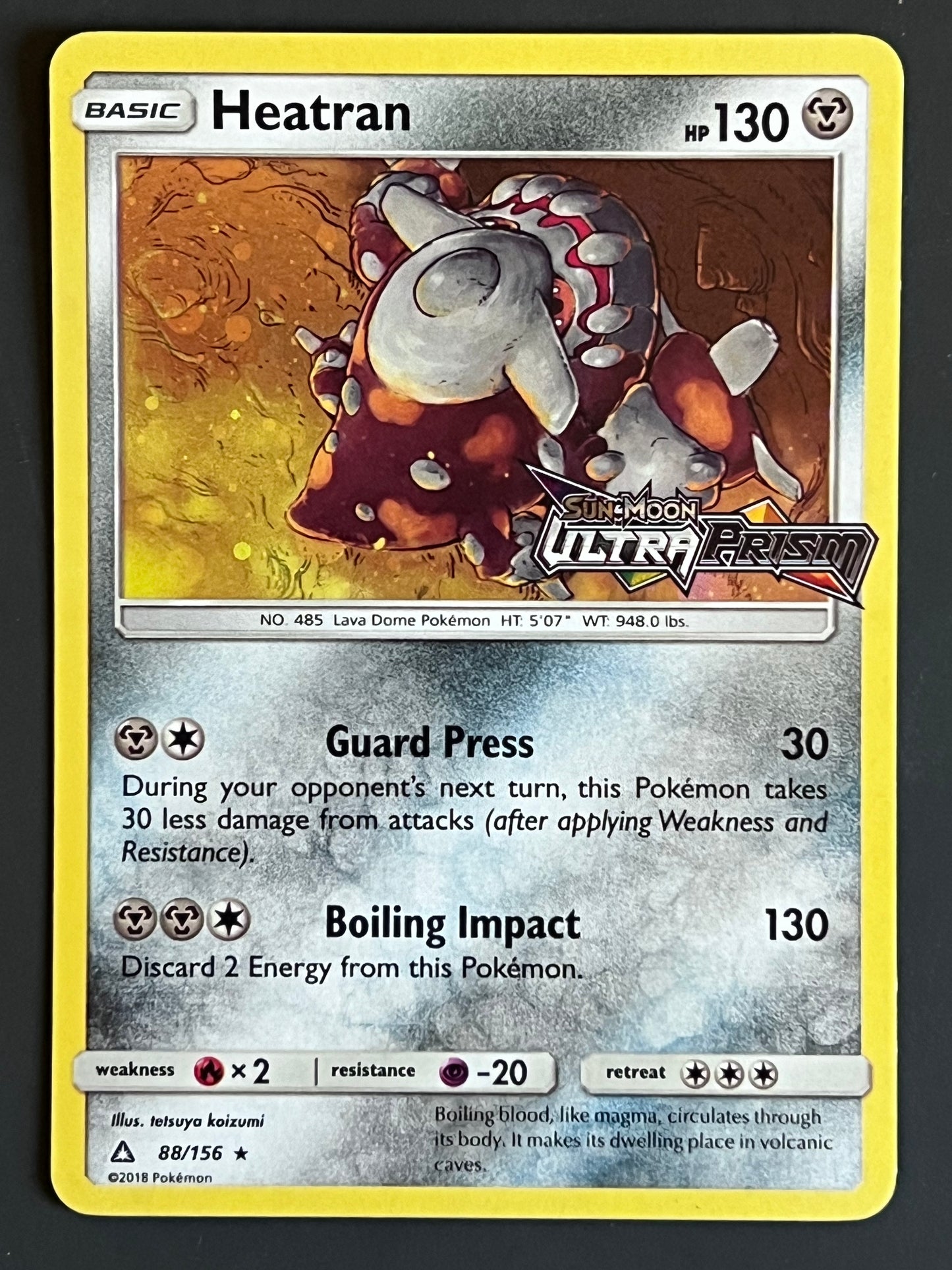 088/156 Heatran (STAMPED) - Pokémon Ultra Prism Rare Holo