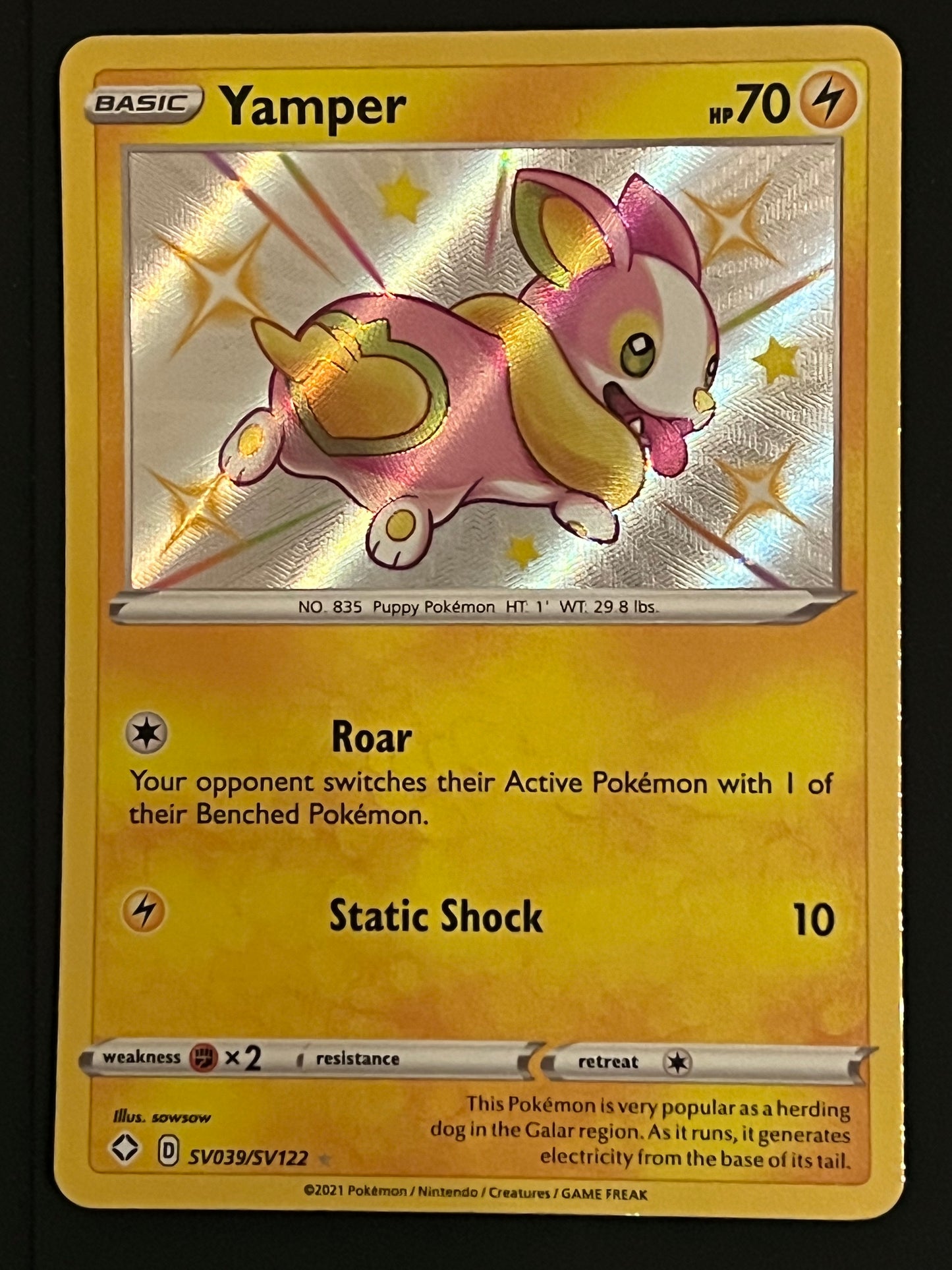 Yamper - SV039/SV122 Shining Fates Rare Shiny Holo