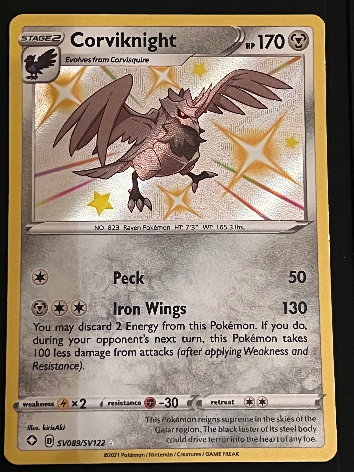 Corviknight - SV089/SV122 Shining Fates Rare Shiny Holo