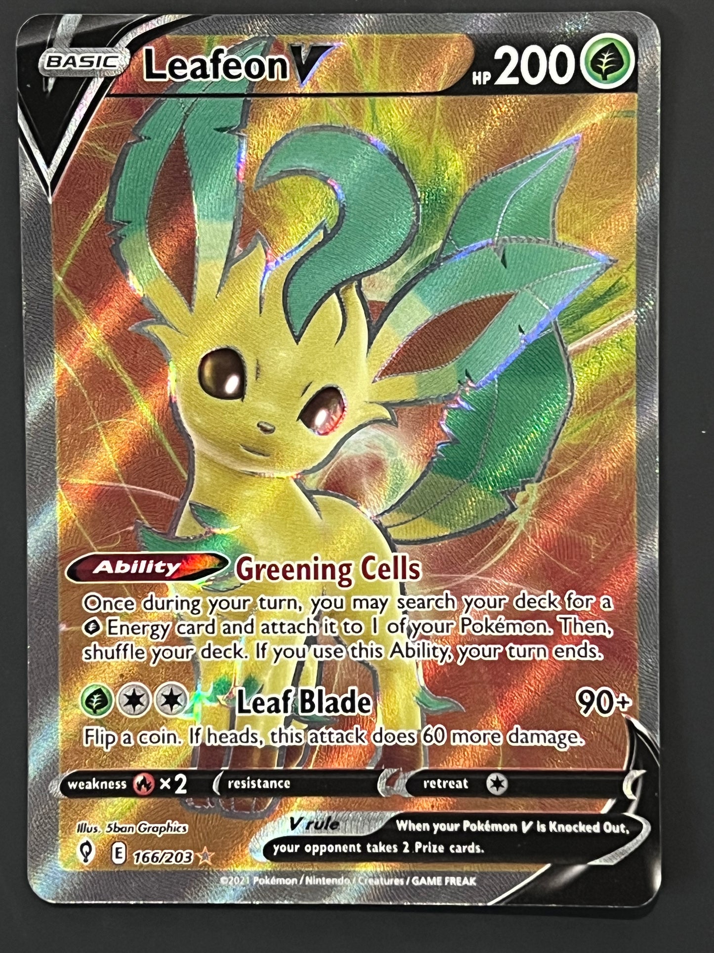 166/203 Leafeon V - Evolving Skies Full Art