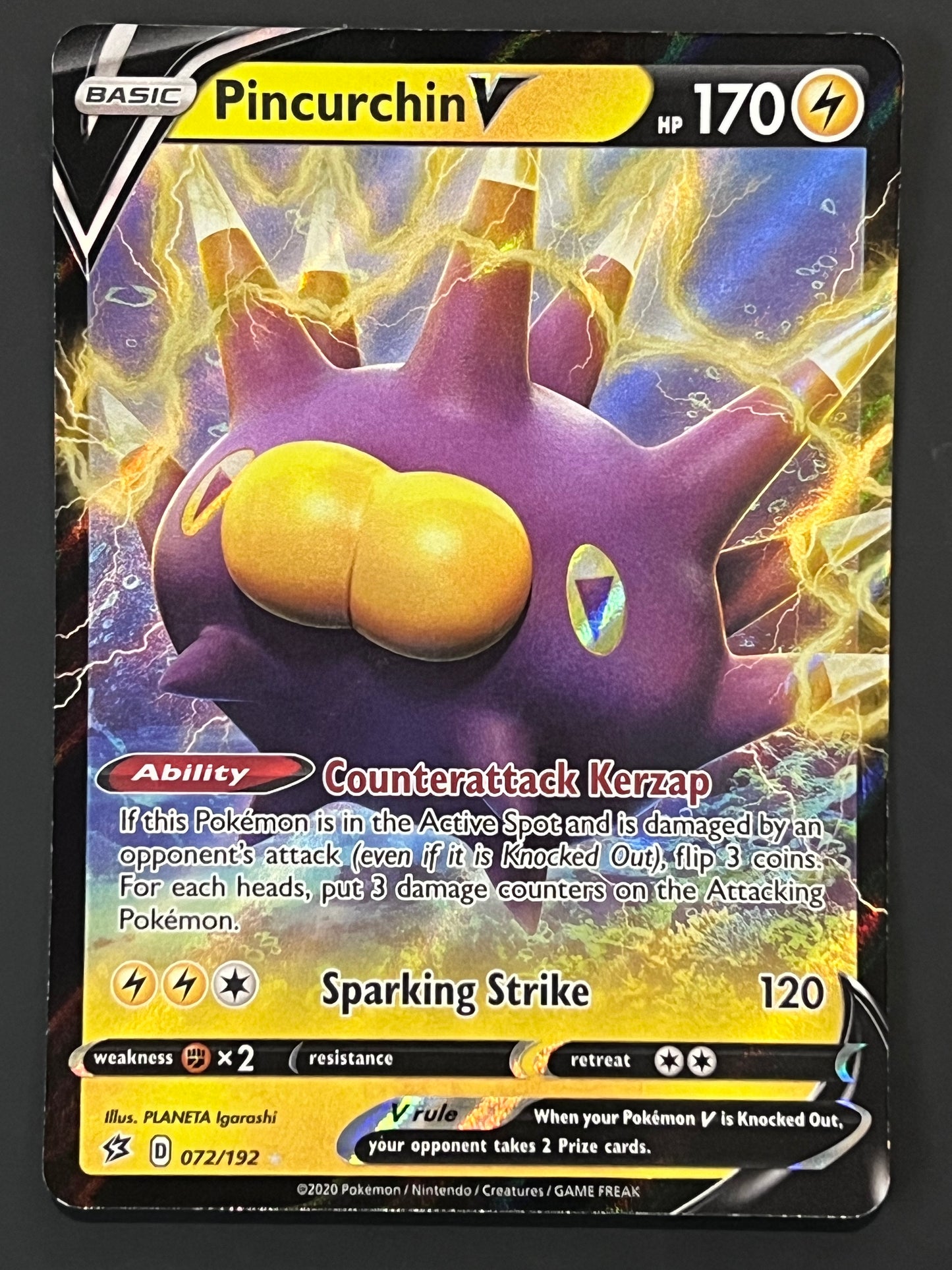 072/192 Pincurchin V - Pokémon Rebel Clash Ultra Rare