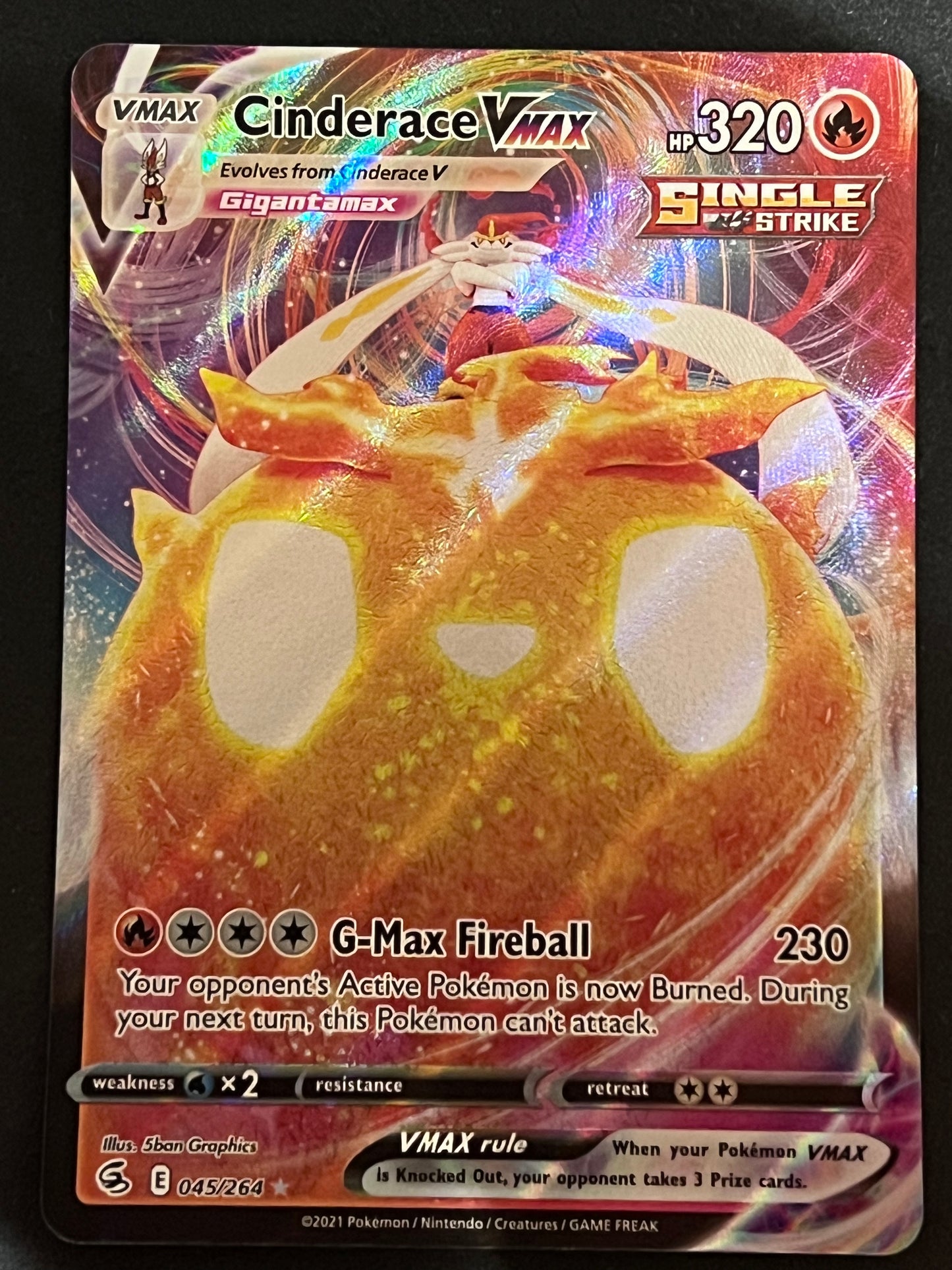 Cinderace VMax - 045/264 Fusion Strike Rare Holo VMax