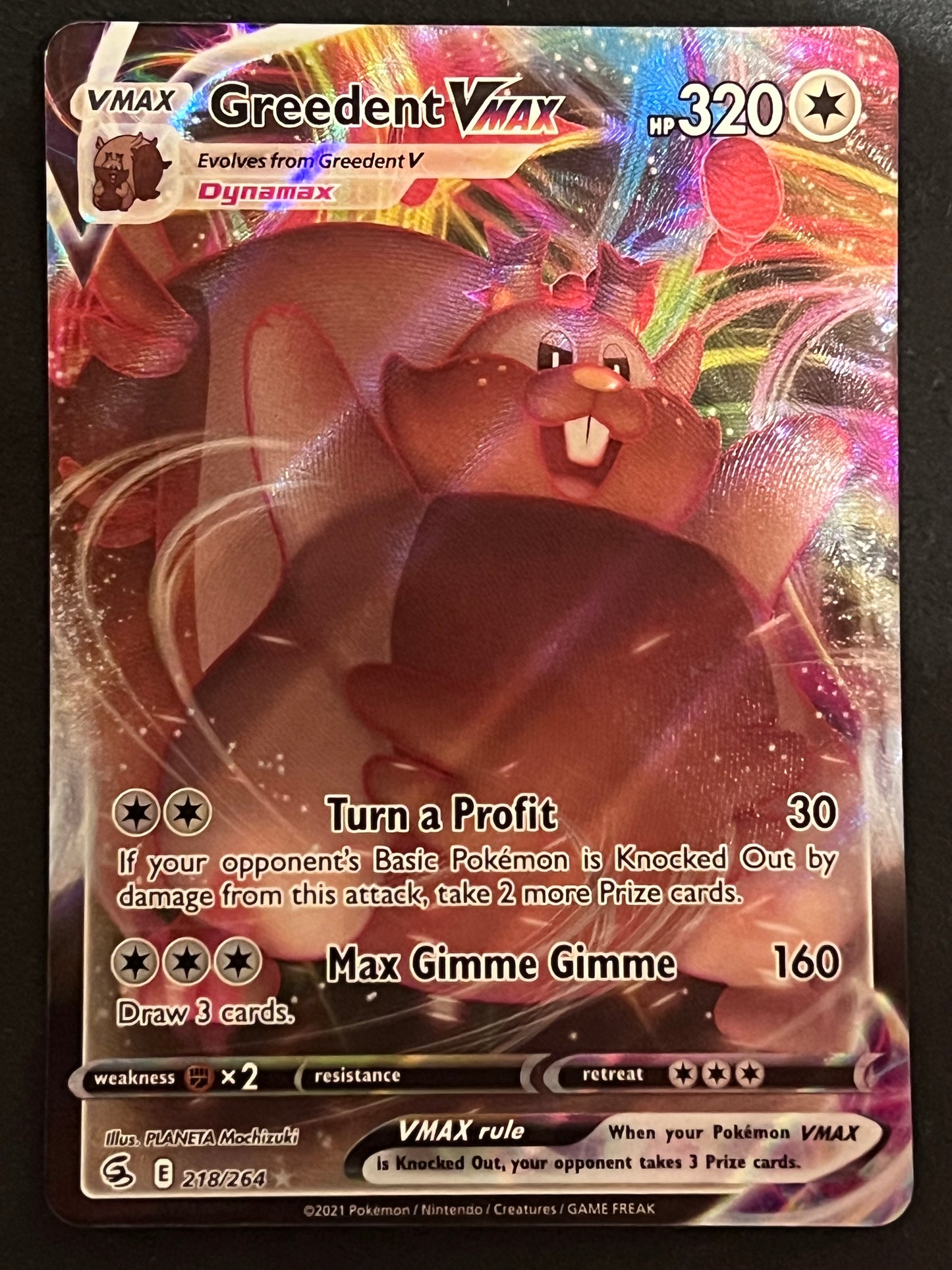 Greedent VMax - 218/264 Fusion Strike Rare Holo VMax