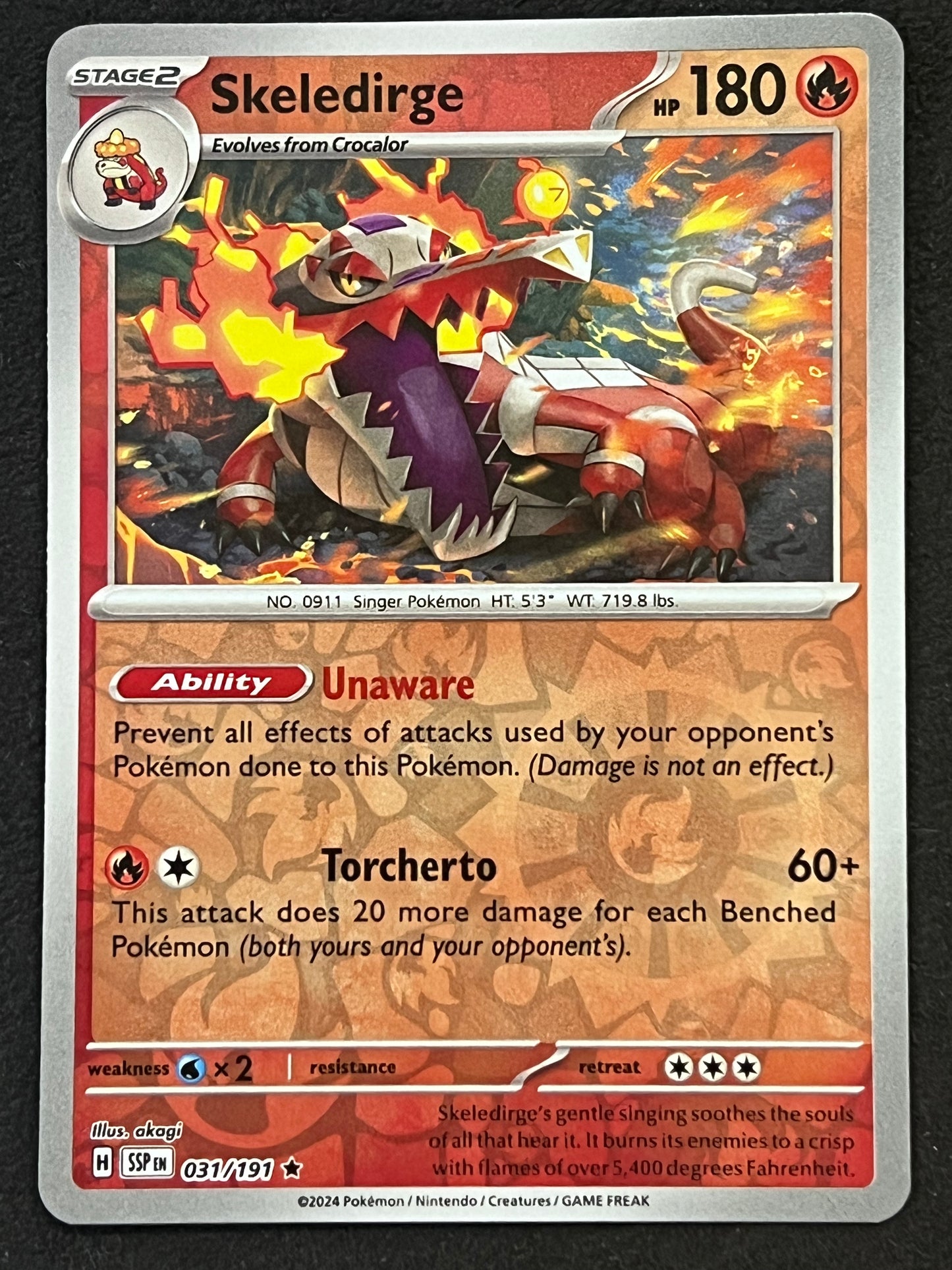 031/191 Skeledirge - Pokémon Surging Sparks Rare Reverse