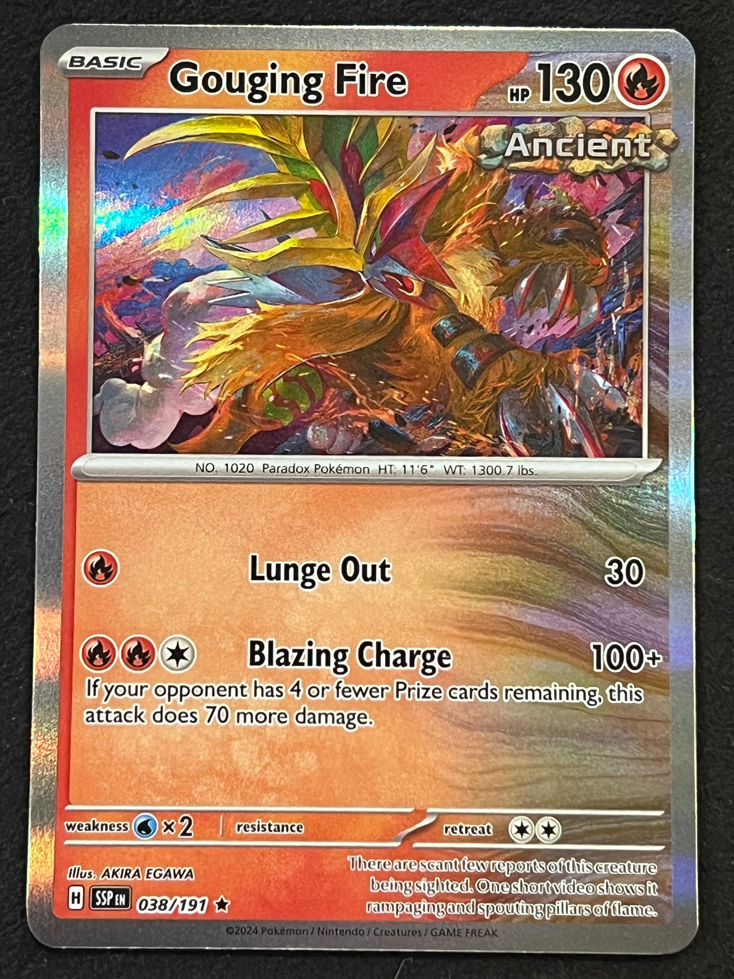 038/191 Gouging Fire - Pokémon Surging Sparks Rare Holo