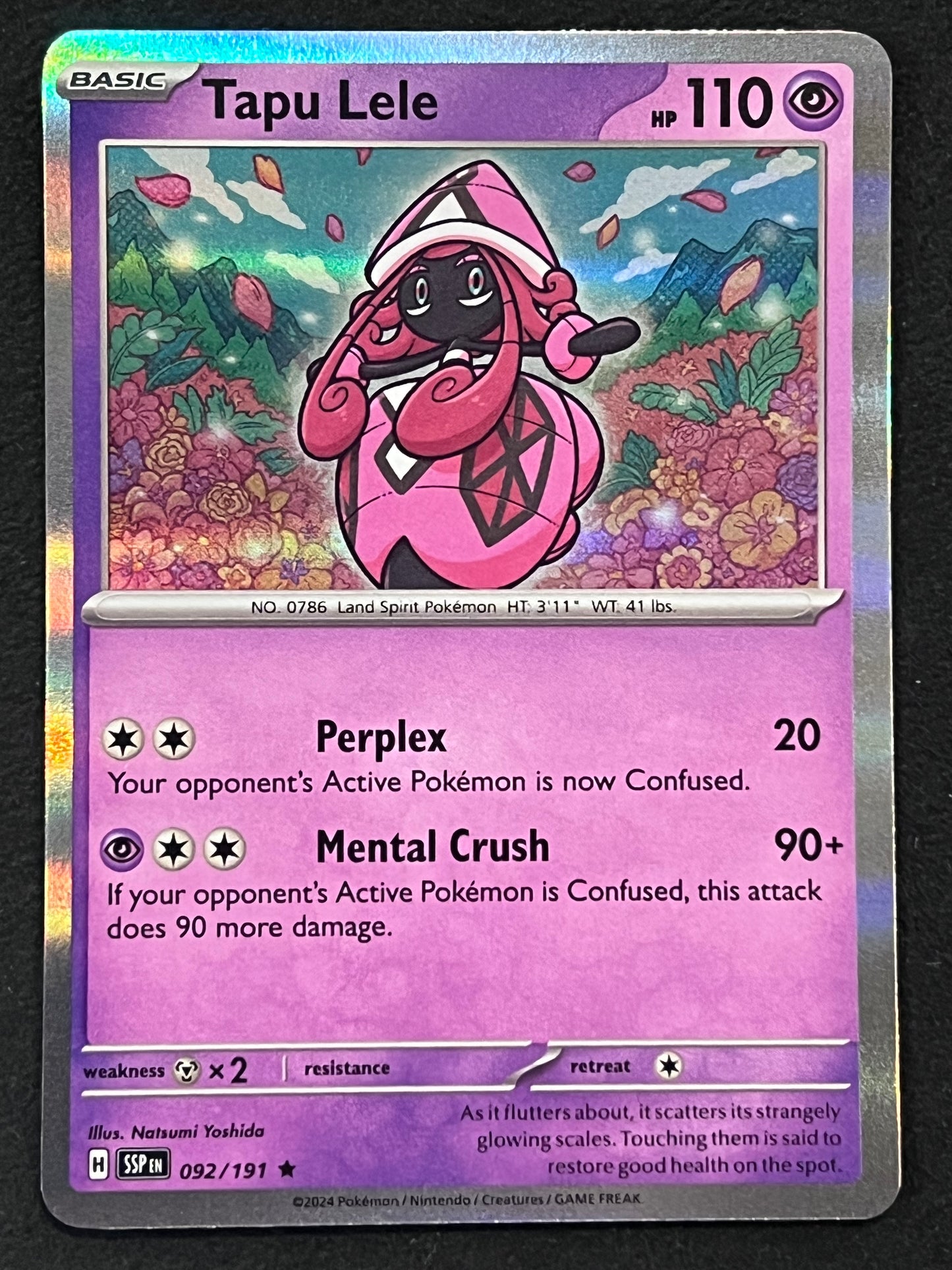 092/191 Tapu Lele - Pokémon Surging Sparks Rare Holo