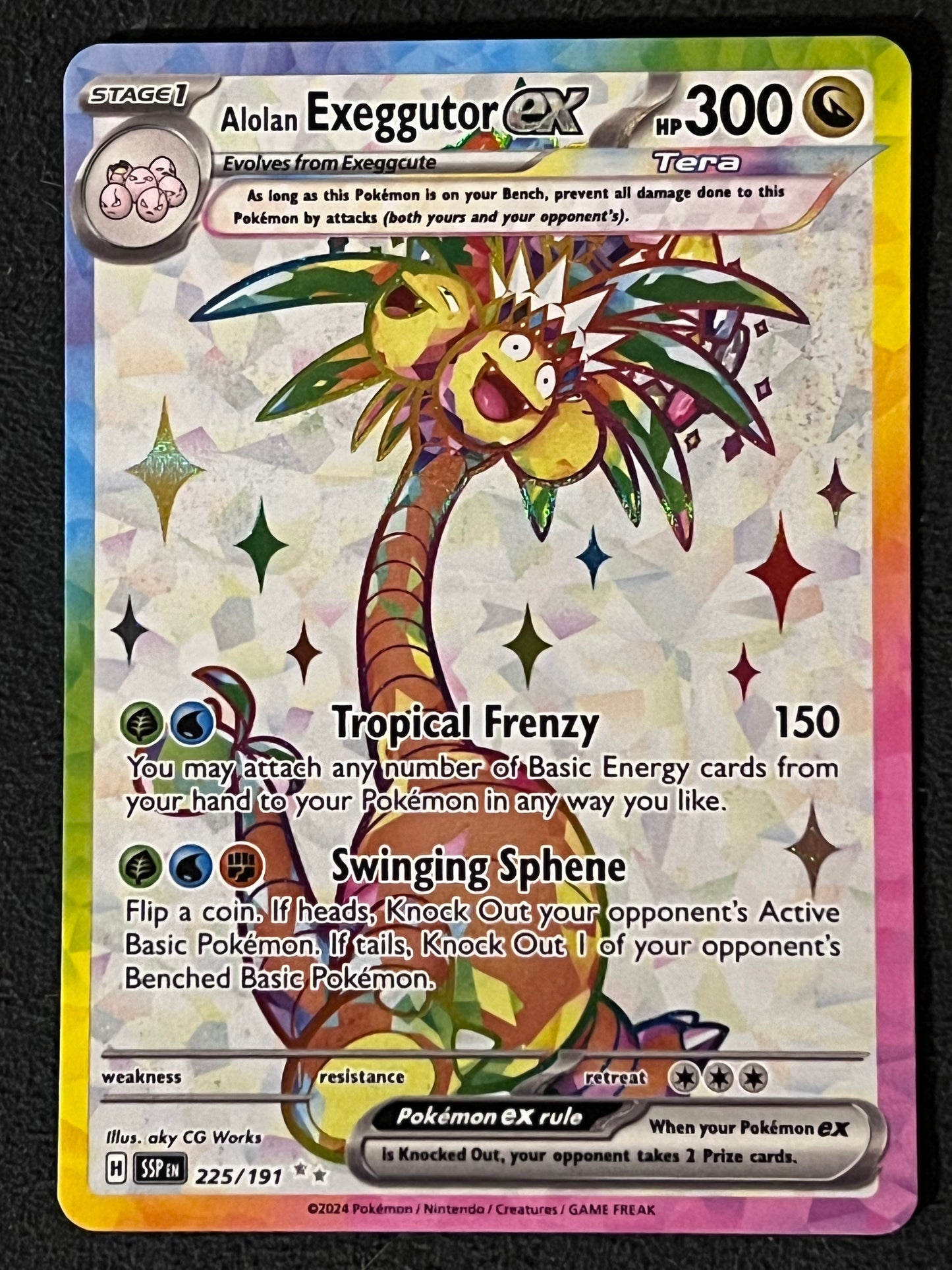 225/191 Alolan Exeggutor Ex - Pokémon Surging Sparks Ultra Rare