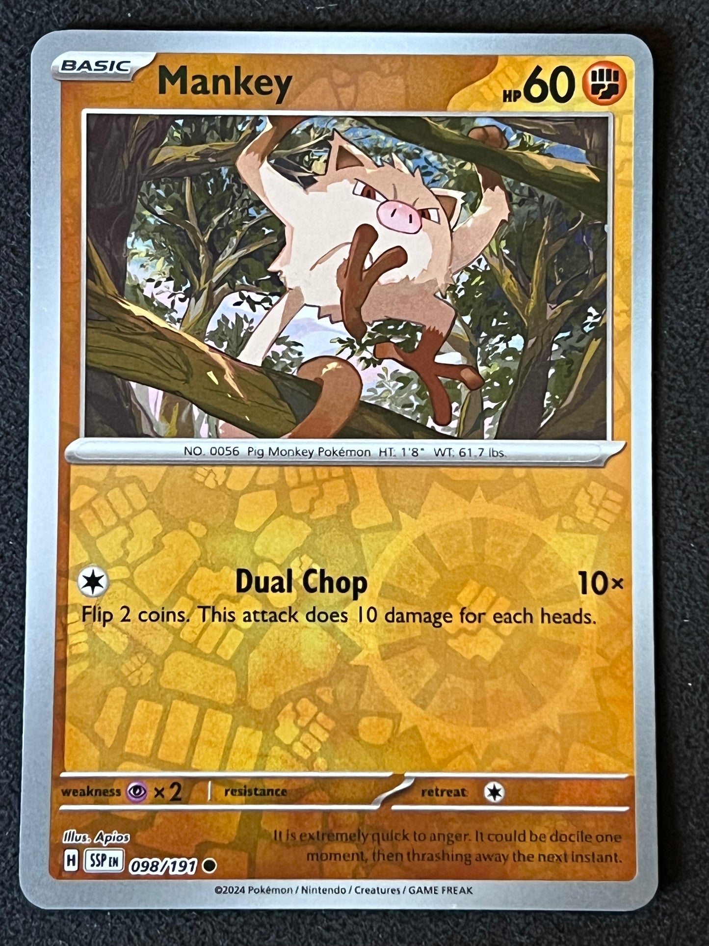 098/191 Mankey - Pokémon Surging Sparks Common Reverse