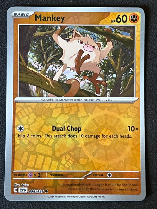 098/191 Mankey - Pokémon Surging Sparks Common Reverse