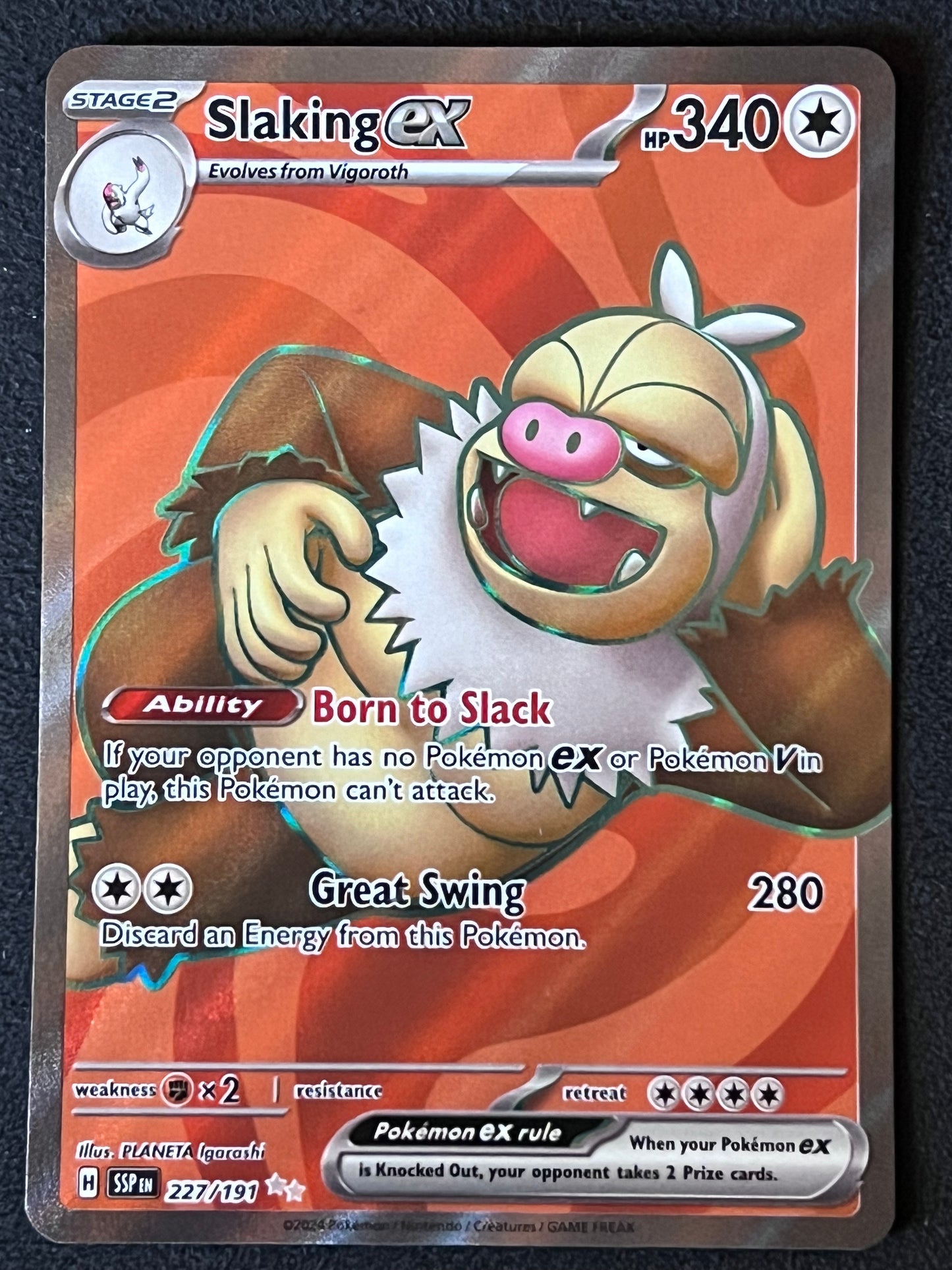 227/191 Slaking Ex - Pokémon Surging Sparks Ultra Rare