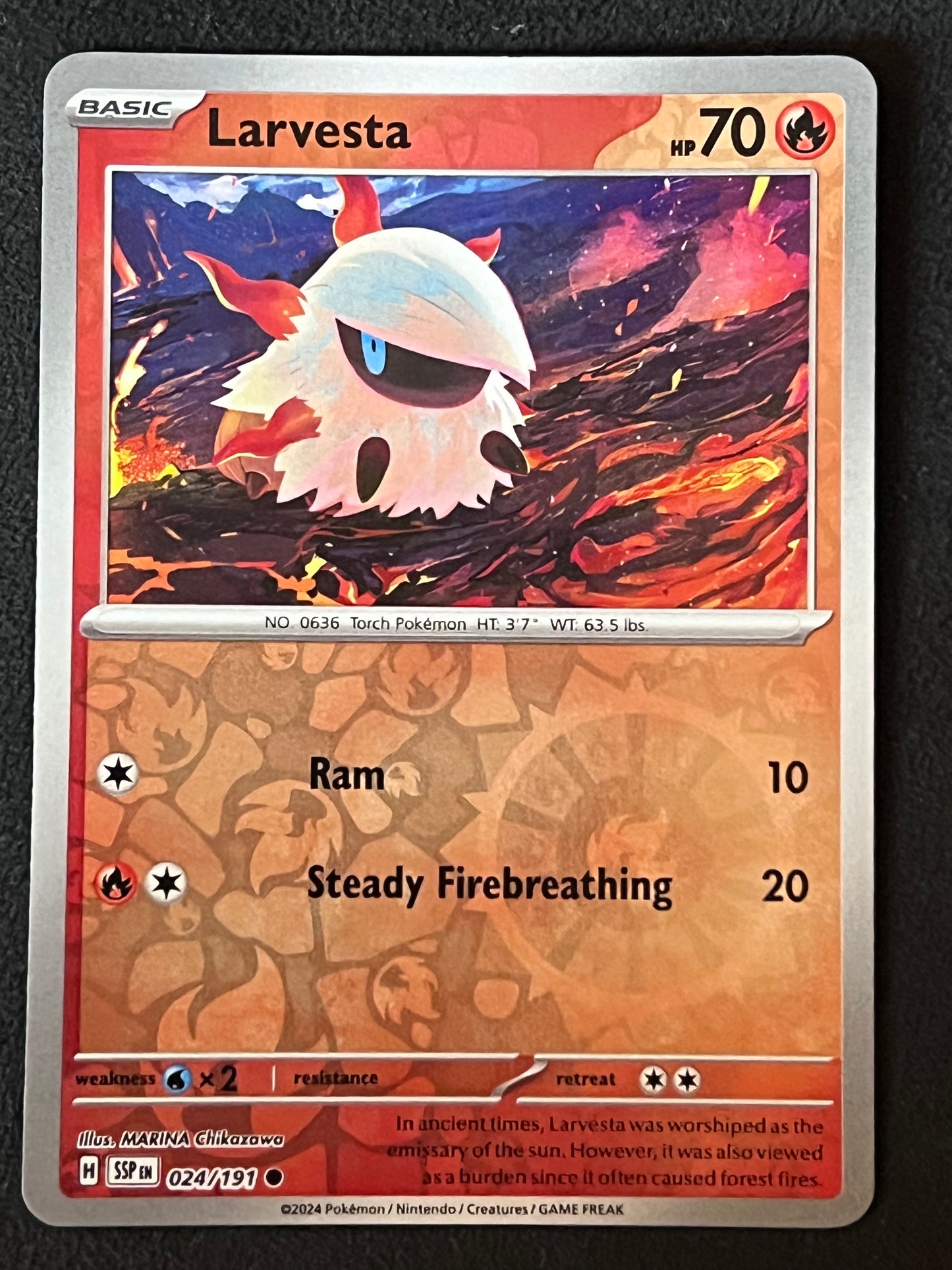 024/191 Larvesta - Pokémon Surging Sparks Common Reverse