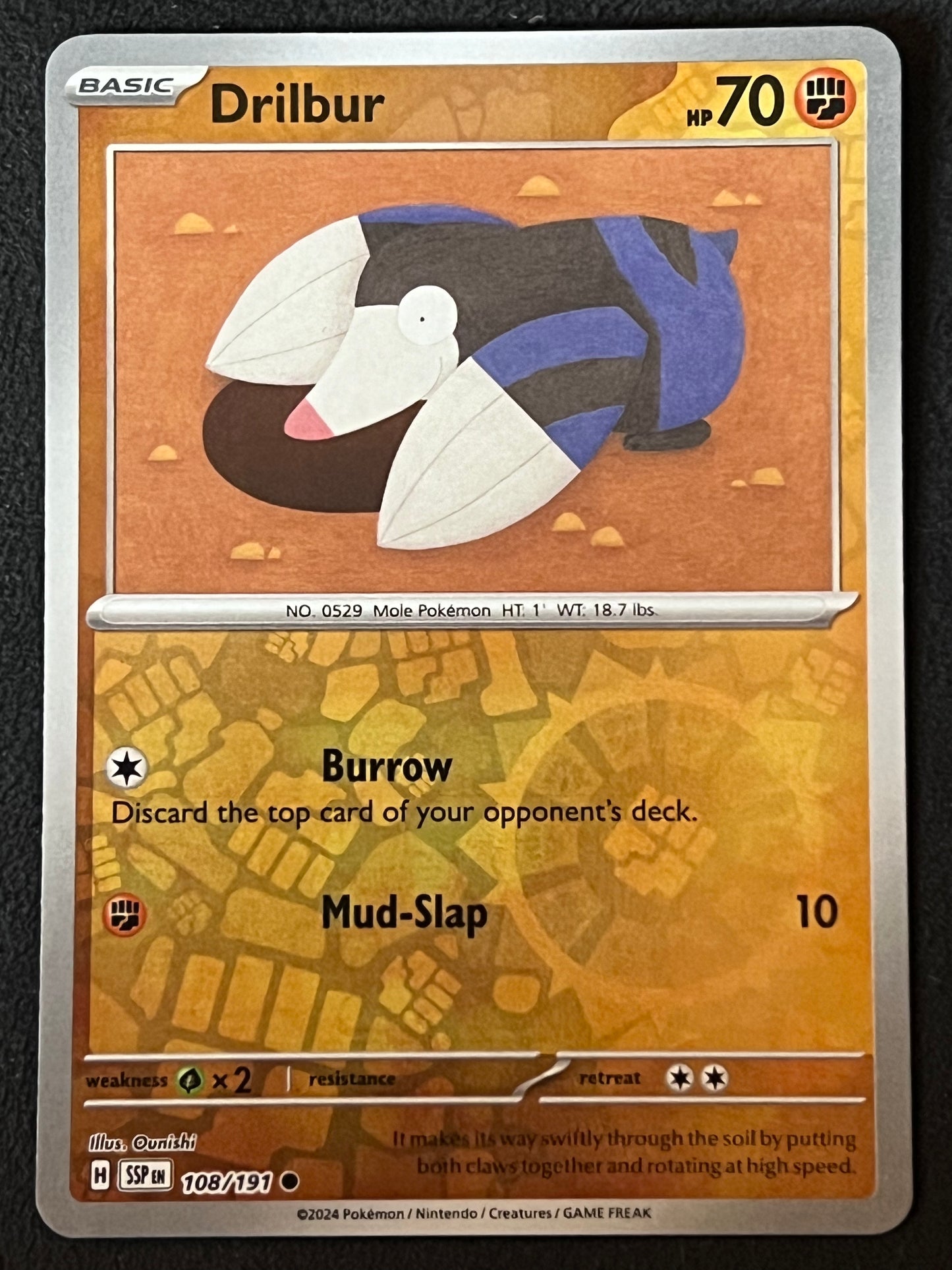 108/191 Drilbur - Pokémon Surging Sparks Common Reverse