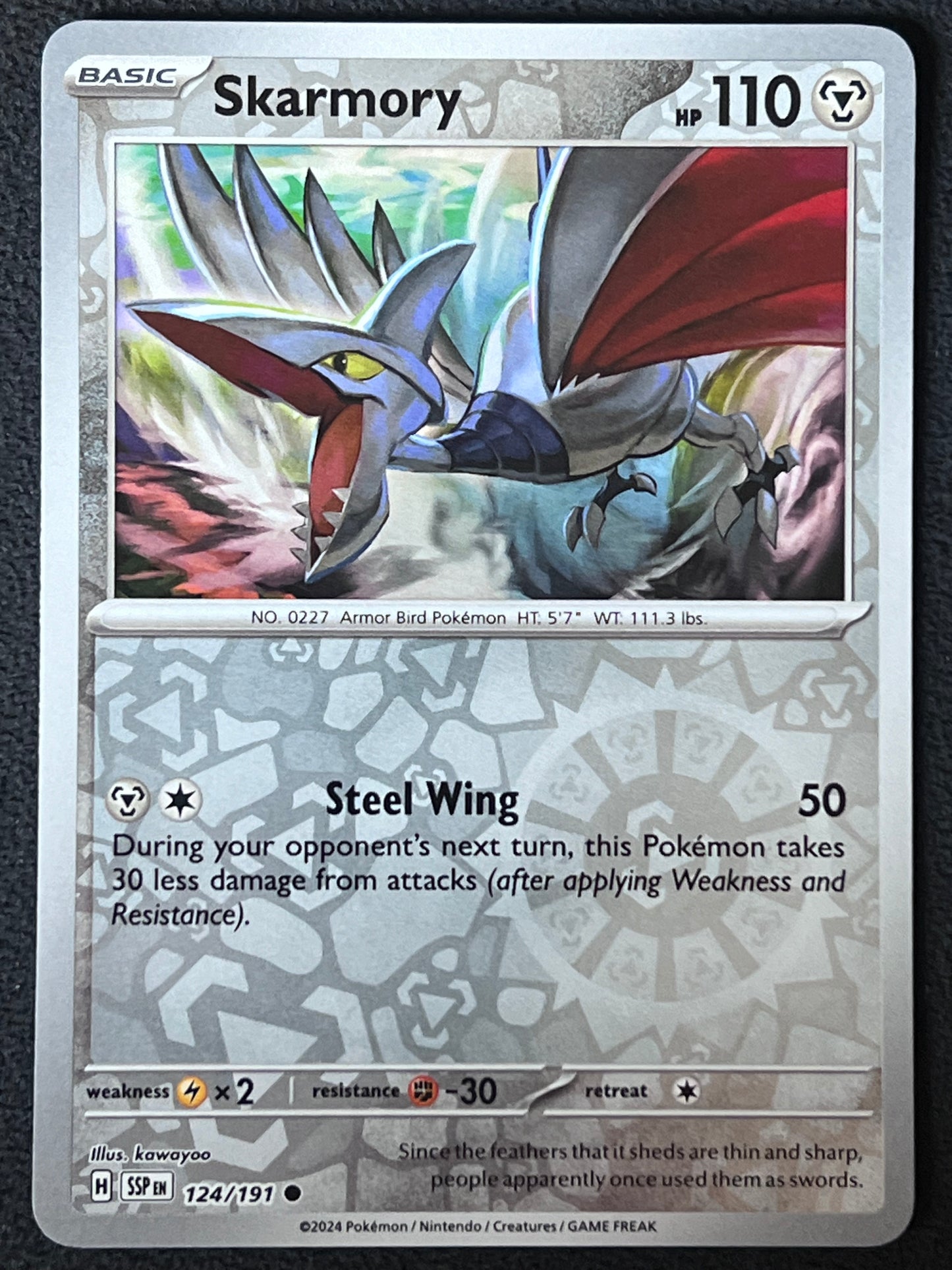 124/191 Skarmory - Pokémon Surging Sparks Common Reverse